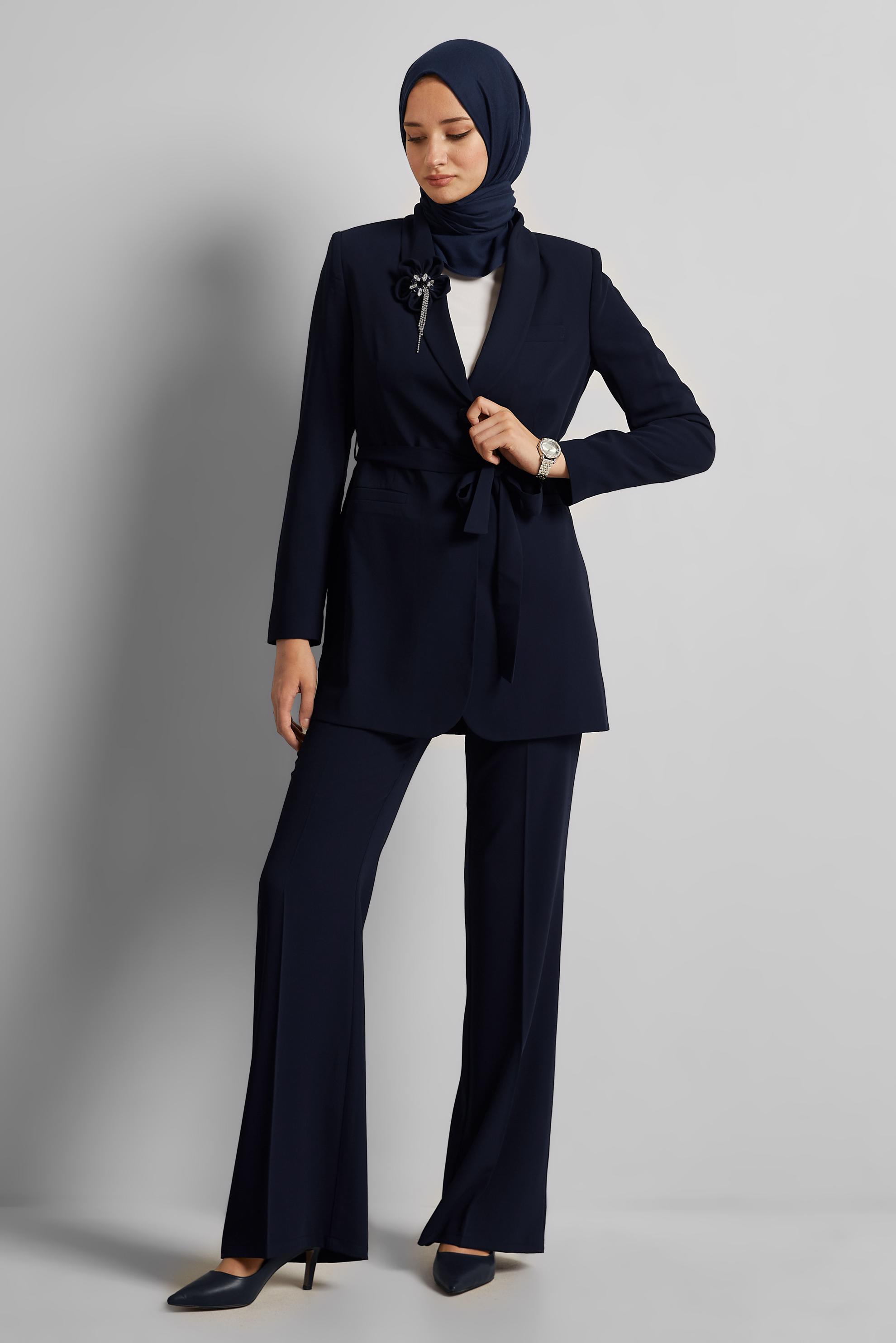 Vêtements hijab BLEU MARINE COSTUME PANTALON CEINTURÉ 30533