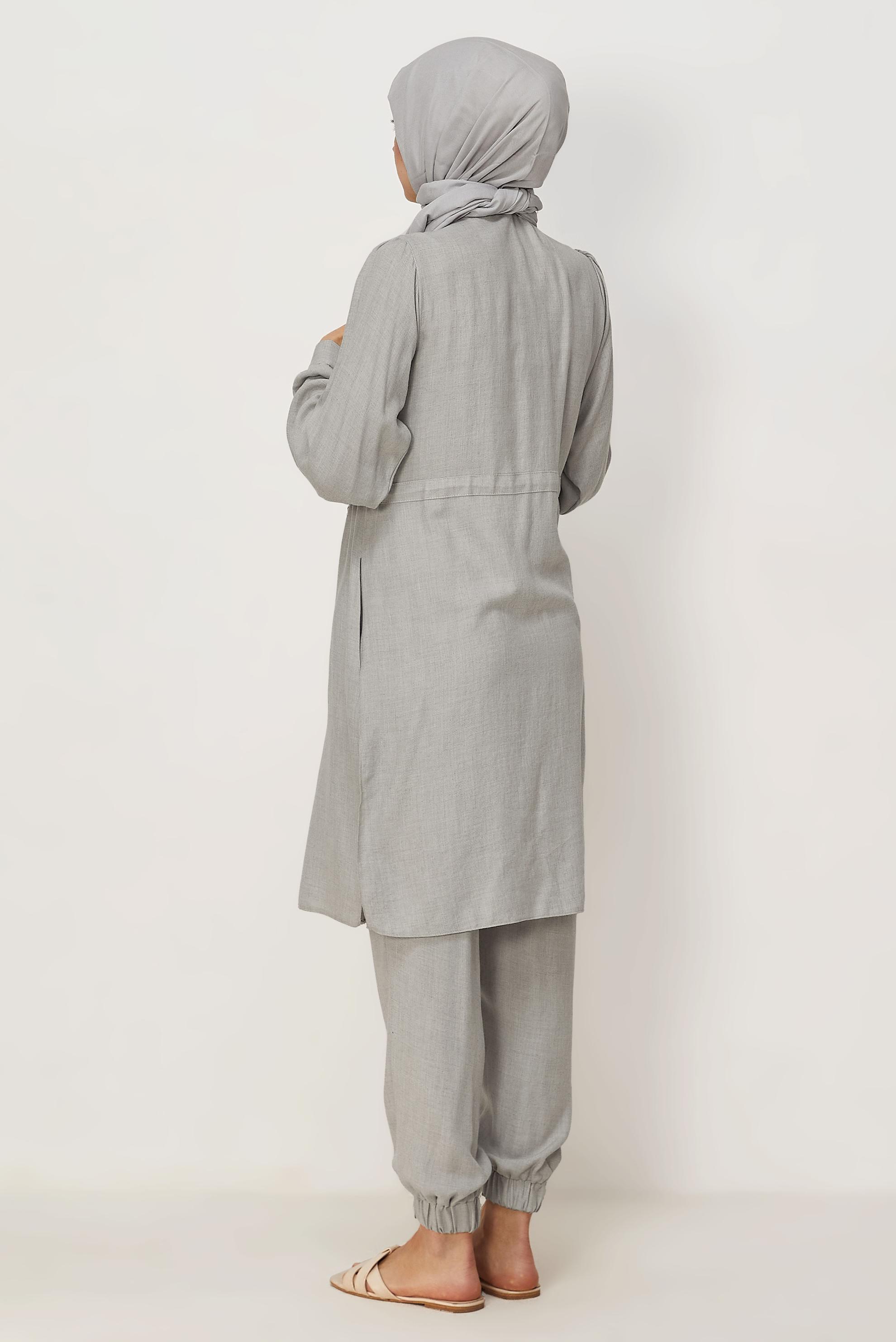 Vêtements hijab GRIS ENSEMBLE PANTALON TAILLE SMOCKÉE 44414