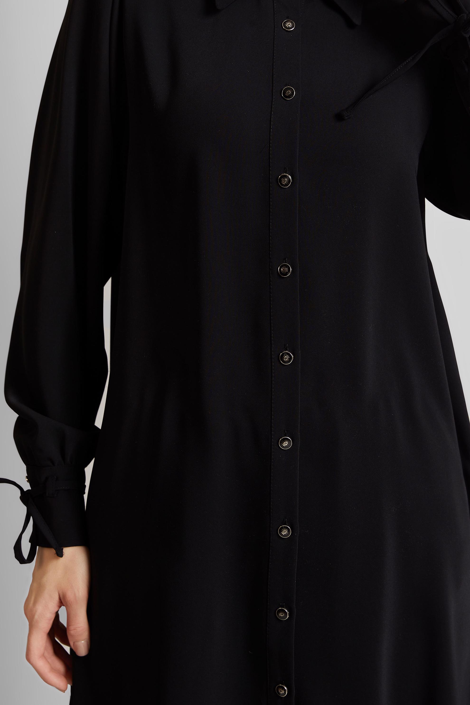 Tesettür giyim SİYAH GÖMLEK YAKA PANTOLONLU TAKIM 44483-1