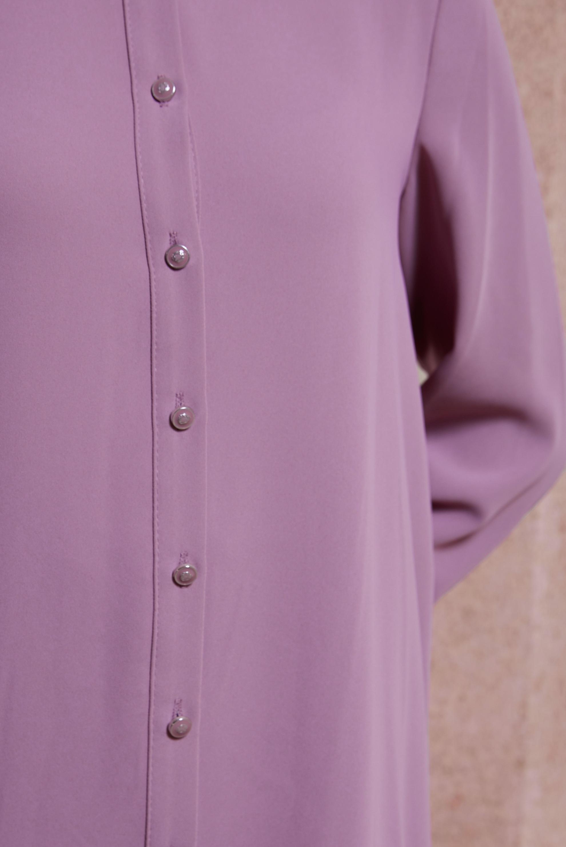 Tesettür giyim MOR GÖMLEK YAKA PANTOLONLU TAKIM 44483