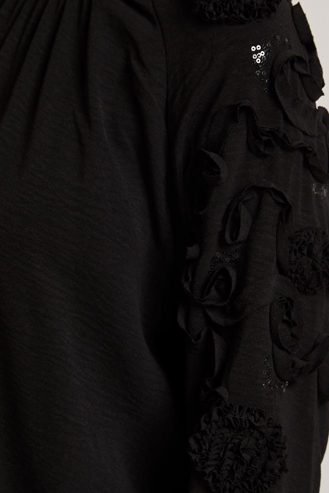 Tesettür giyim SİYAH GENİŞ PAÇA PANTOLONLU TAKIM 44698 - ALVİNA