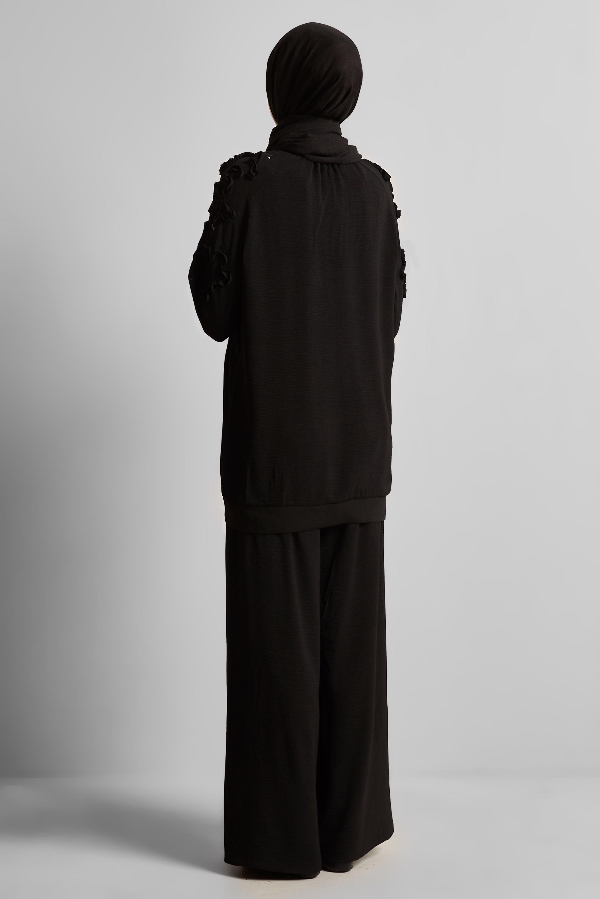 Hijab clothing BLACK WIDE LEG PANTS SUIT 44698