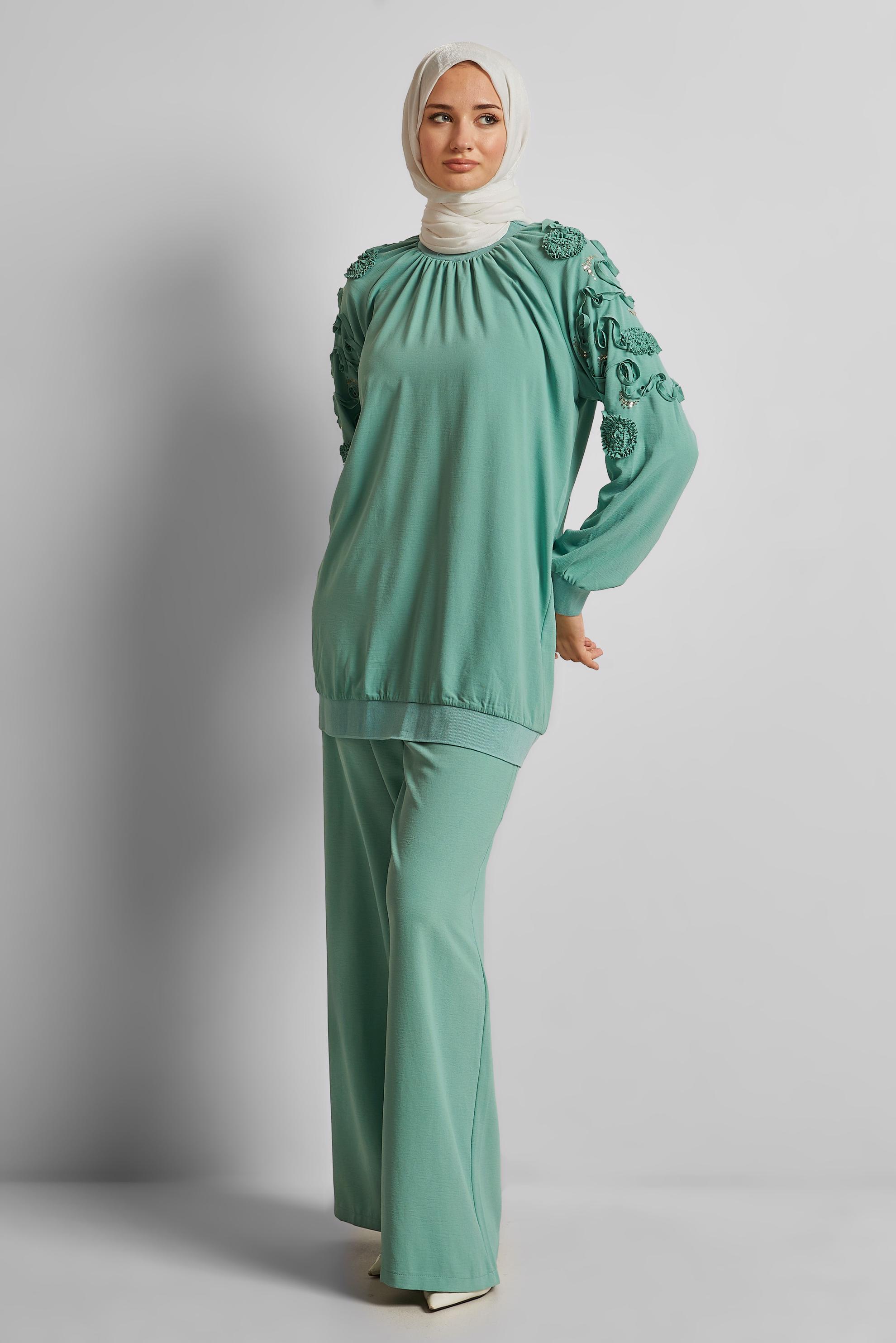 Vêtements hijab VERT COSTUME PANTALON LARGE 44698