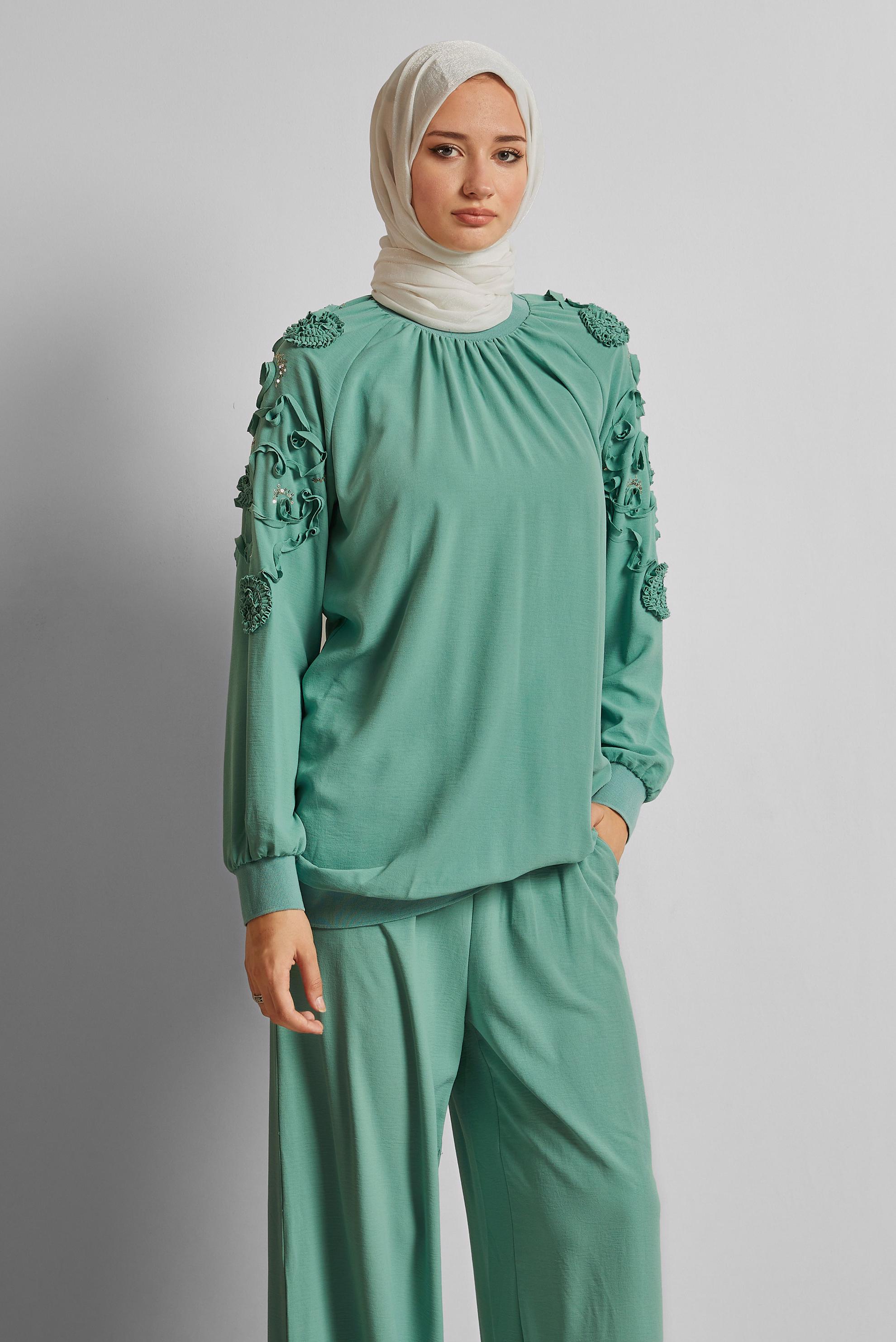 Vêtements hijab VERT COSTUME PANTALON LARGE 44698