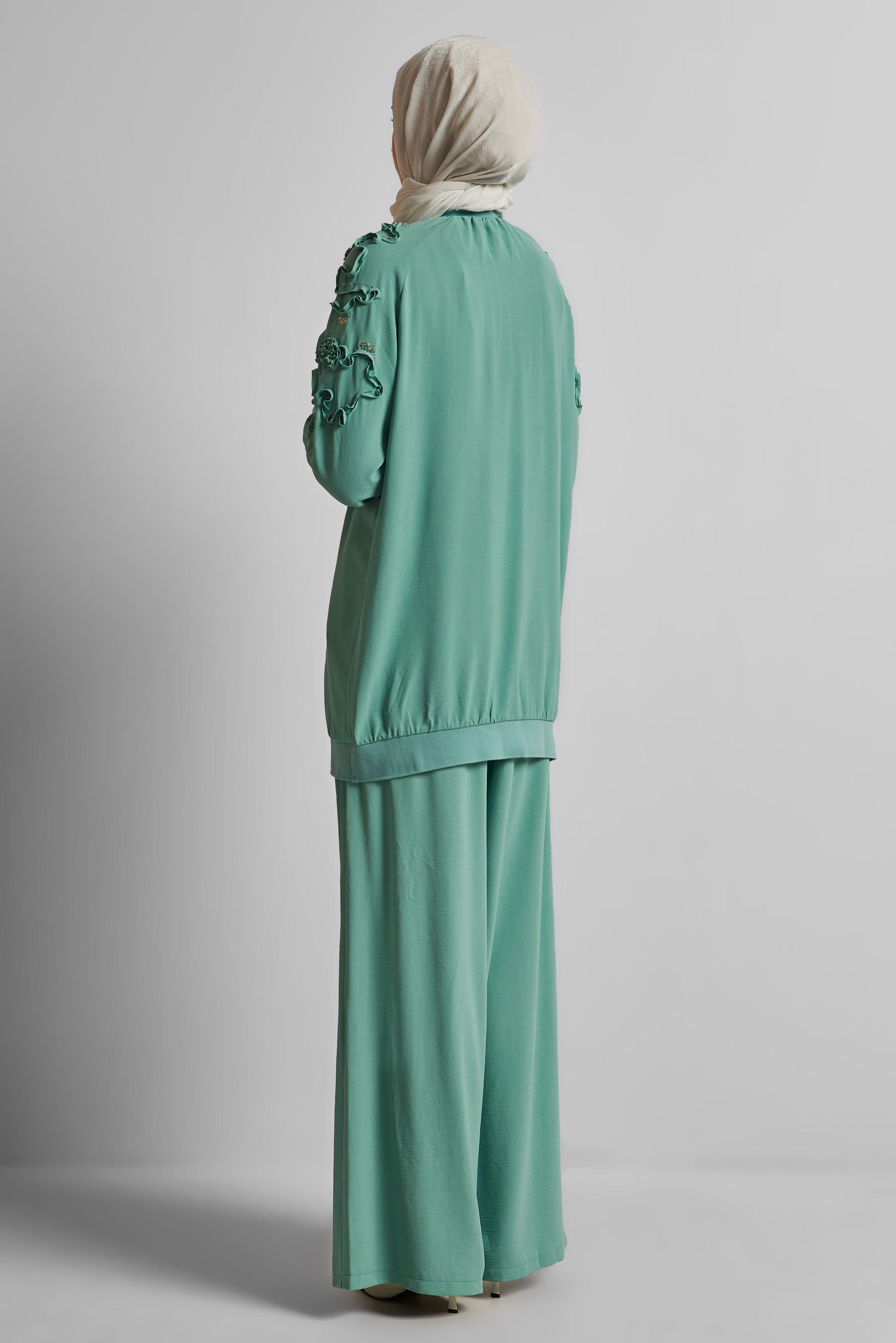 Vêtements hijab VERT COSTUME PANTALON LARGE 44698