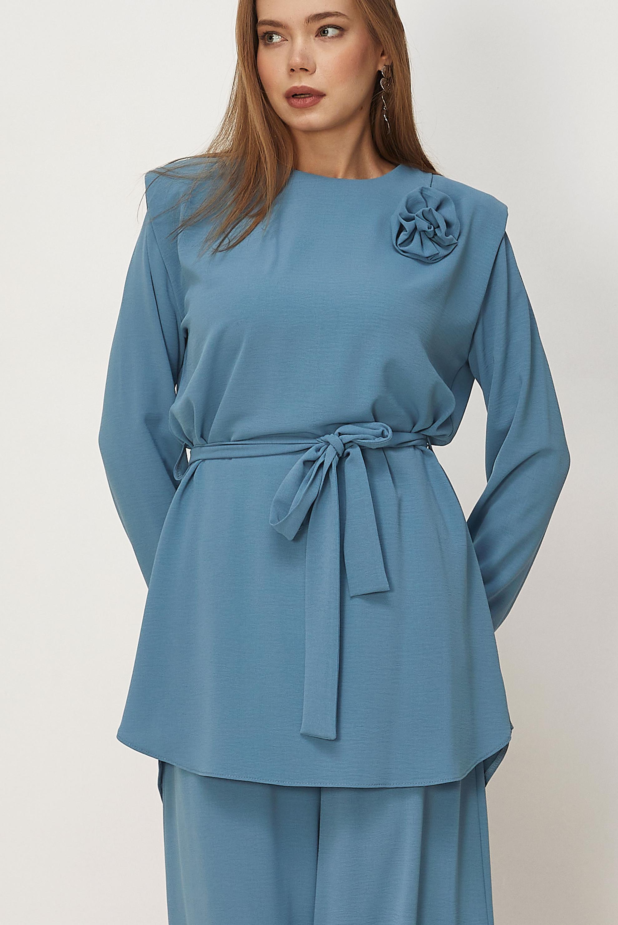 Vêtements hijab BLEU ENSEMBLE PANTALON CEINTURÉ 44758