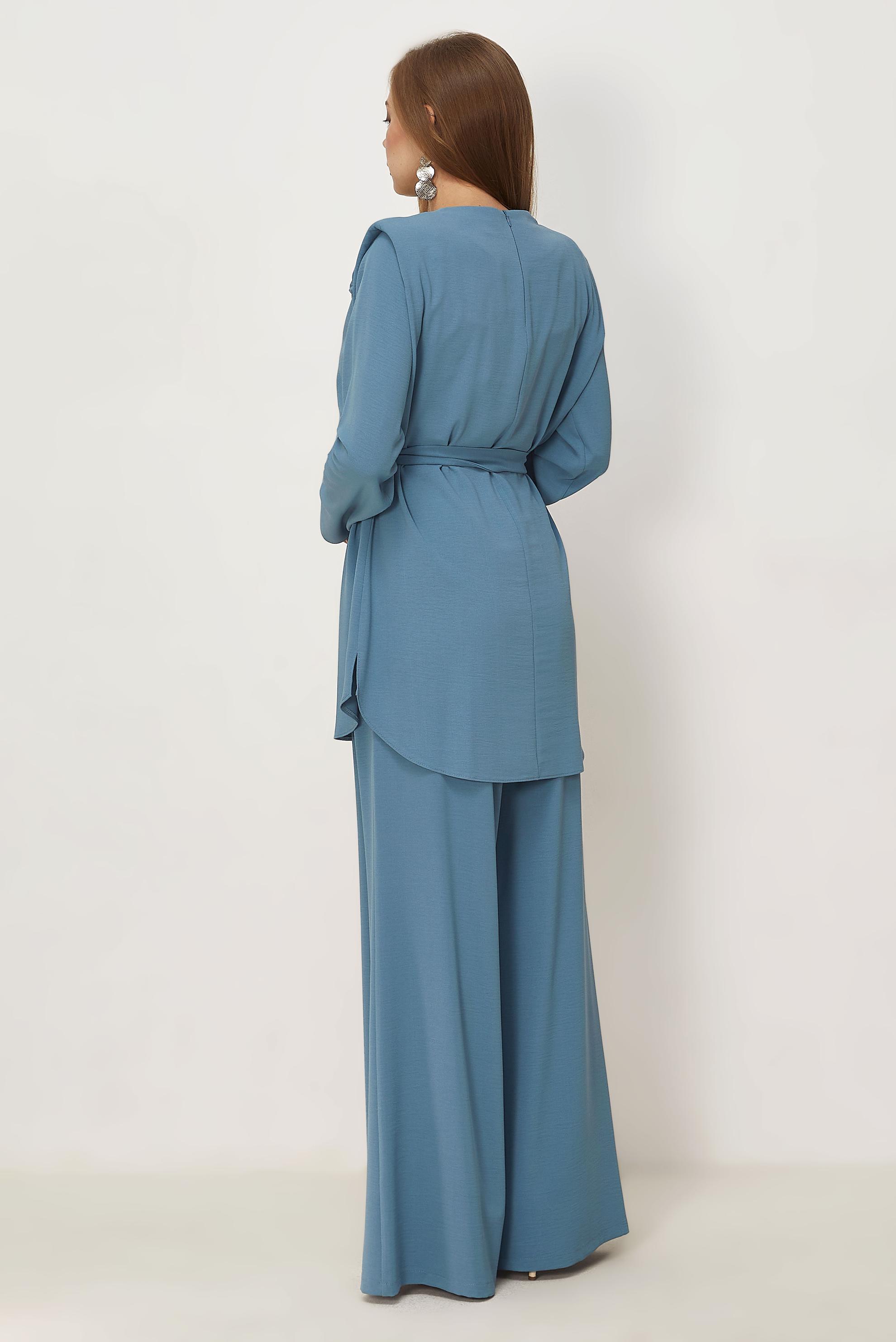 Vêtements hijab BLEU ENSEMBLE PANTALON CEINTURÉ 44758