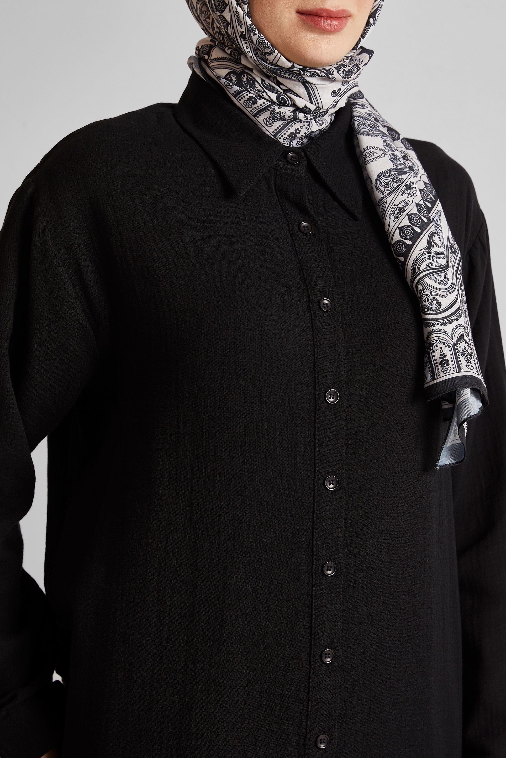 Tesettür giyim SİYAH PANTOLONLU MÜSLİN TAKIM 44777