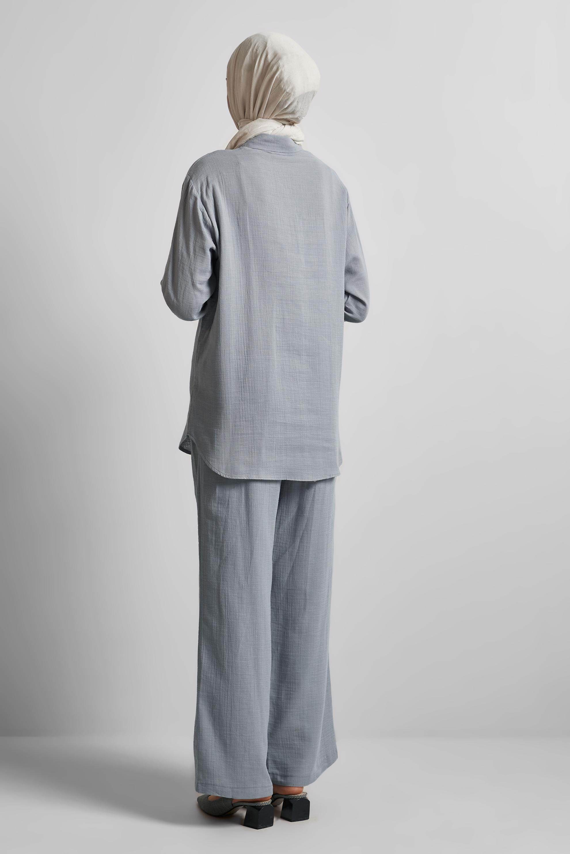 Vêtements hijab GRIS COSTUME PANTALON EN MOUSSELINE 44777