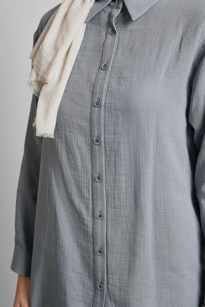 Vêtements hijab GRIS COSTUME PANTALON EN MOUSSELINE 44777 - ALVİNA