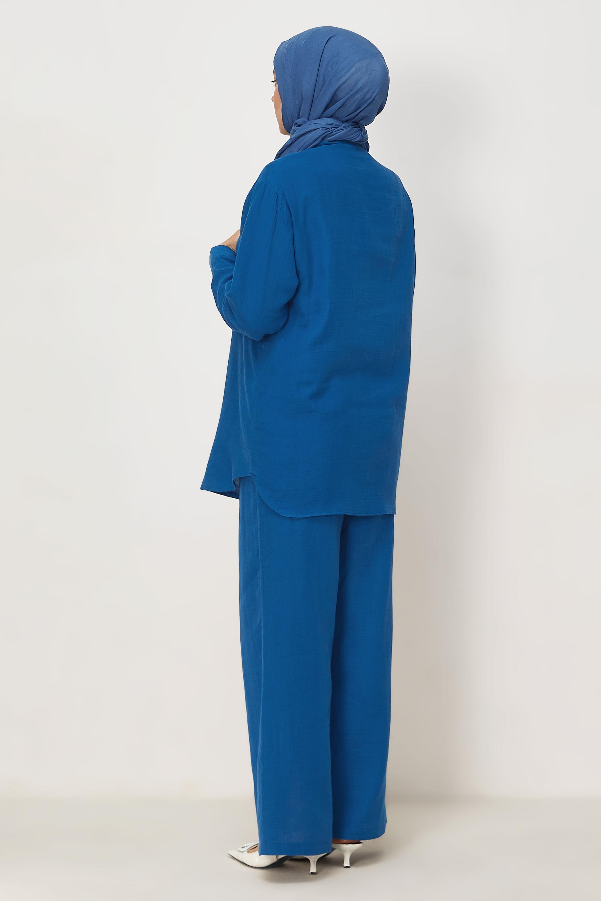 Vêtements hijab BLEU MARINE ENSEMBLE PANTALON EN MOUSSELINE 44777