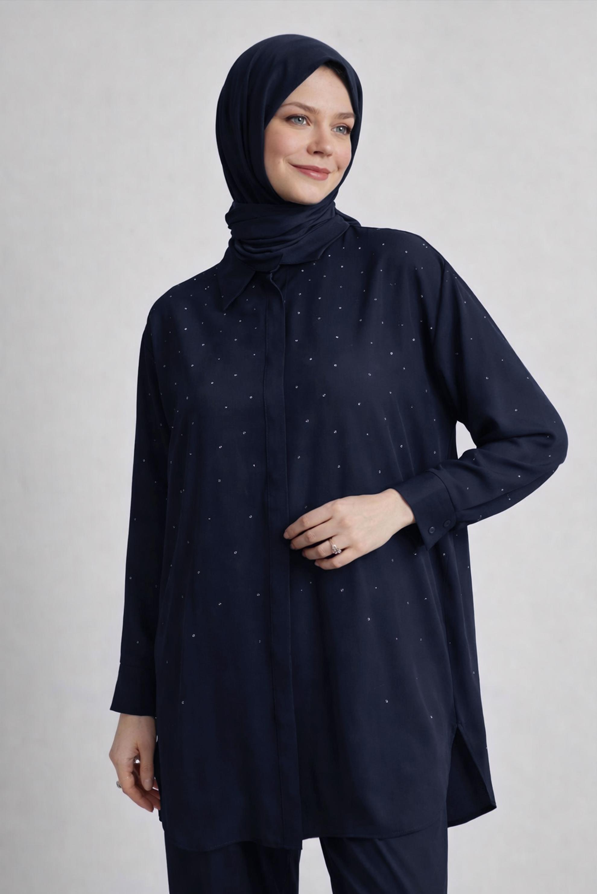 Hijab clothing NAVY BLUE 44797 SUMMER DUBAİ 2 Lİ PANT.TK.38-46 TEK 40