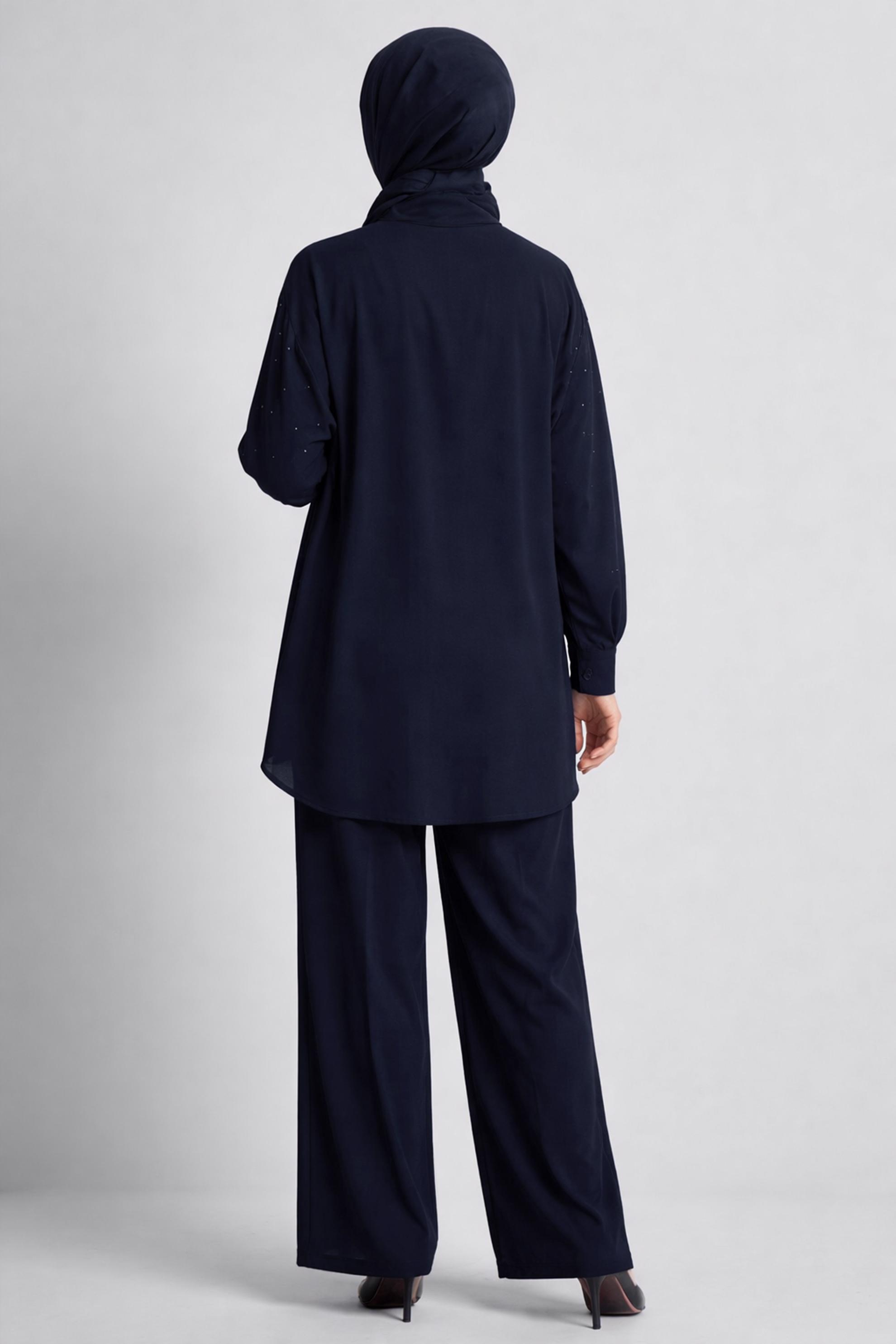 Hijab clothing NAVY BLUE 44797 SUMMER DUBAİ 2 Lİ PANT.TK.38-46 TEK 40