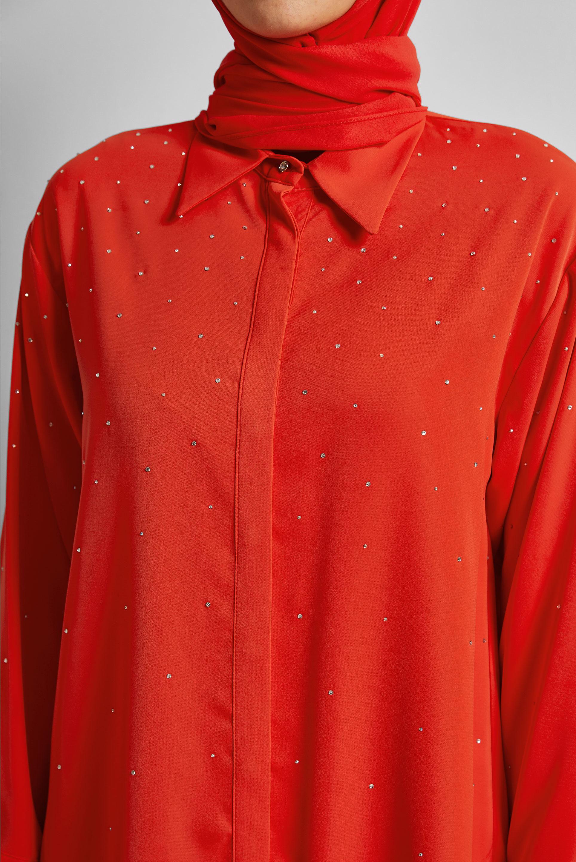 Hijab clothing RED SHIRT COLLAR PANTS SUIT 44797