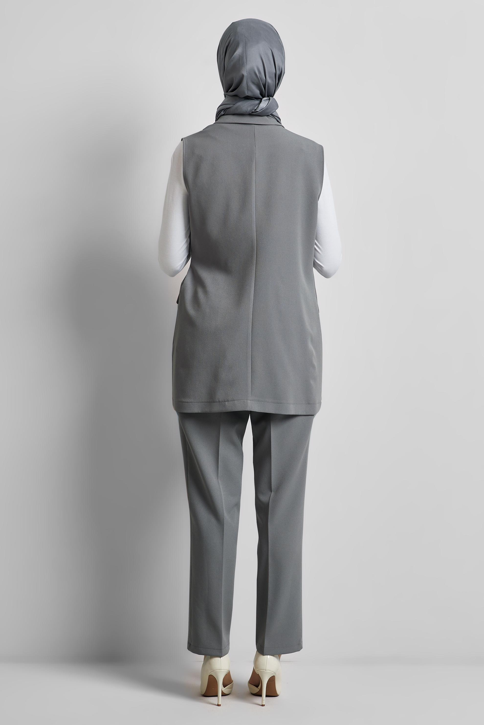 Hijab clothing GREY PANTS SUIT WITH VEST 45344