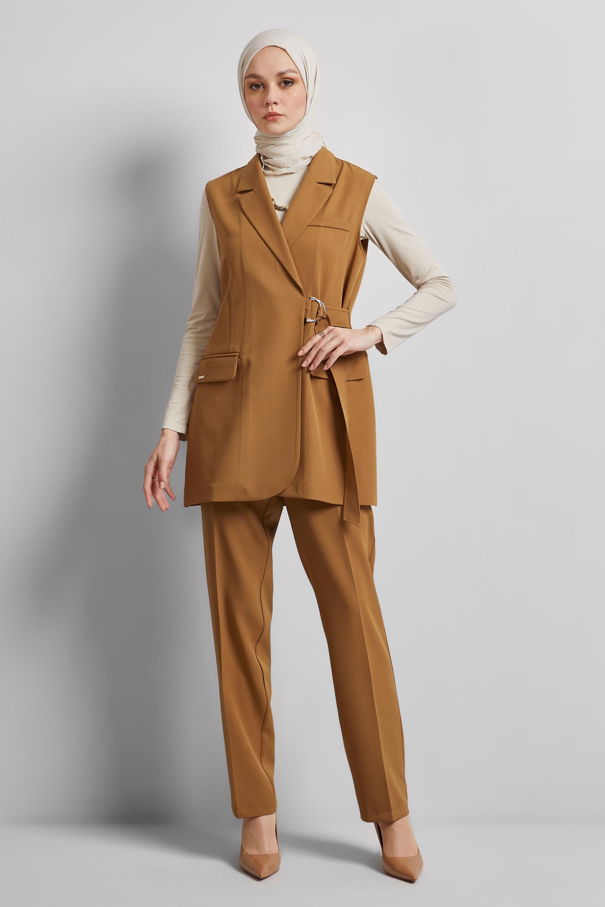 Hijab clothing YELLOW PANTS SUIT WITH VEST 45344