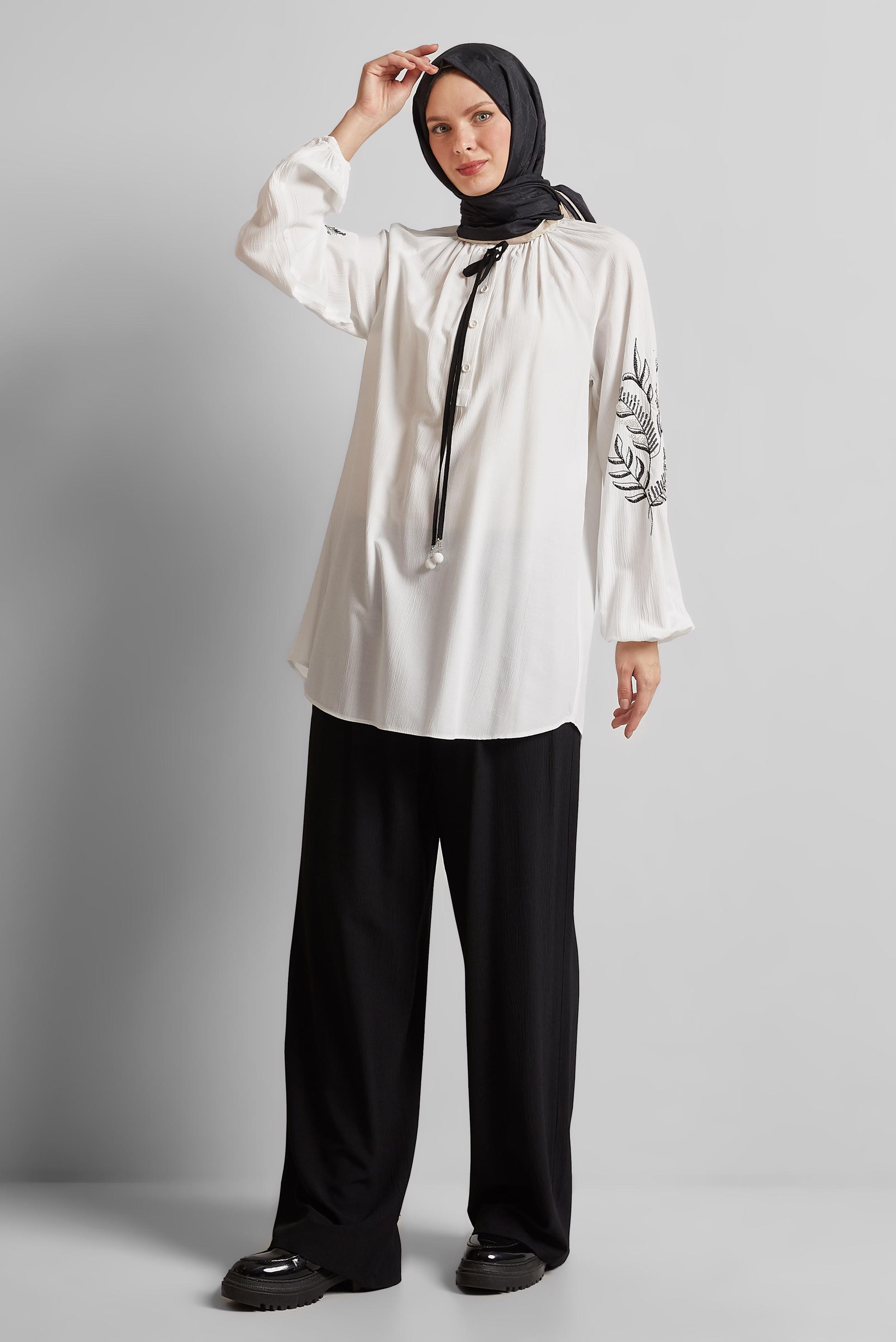 Hijab clothing BLACK WIDE LEG PANTS SUIT 45349