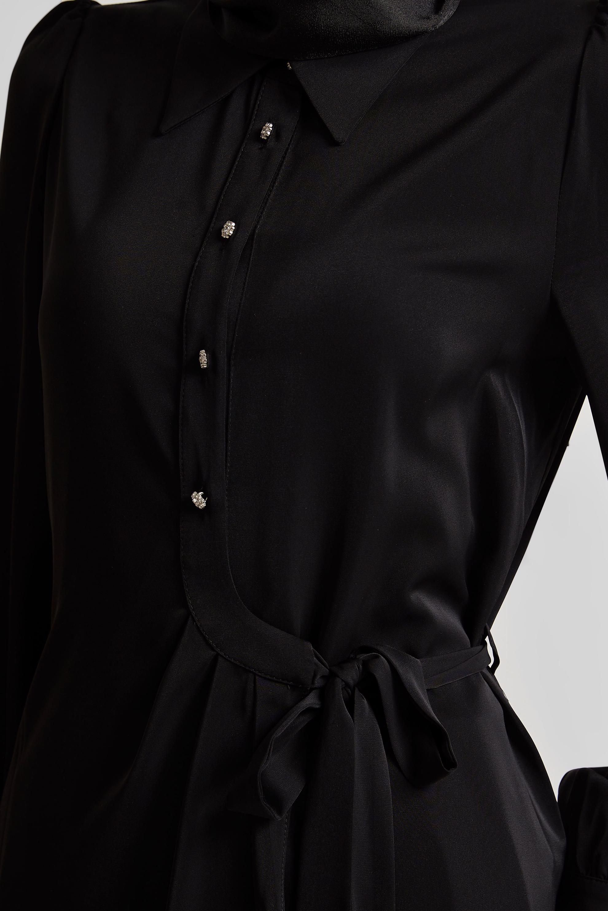 Tesettür giyim SİYAH BAĞLAMA DETAYLI PANTOLONLU TAKIM 45370