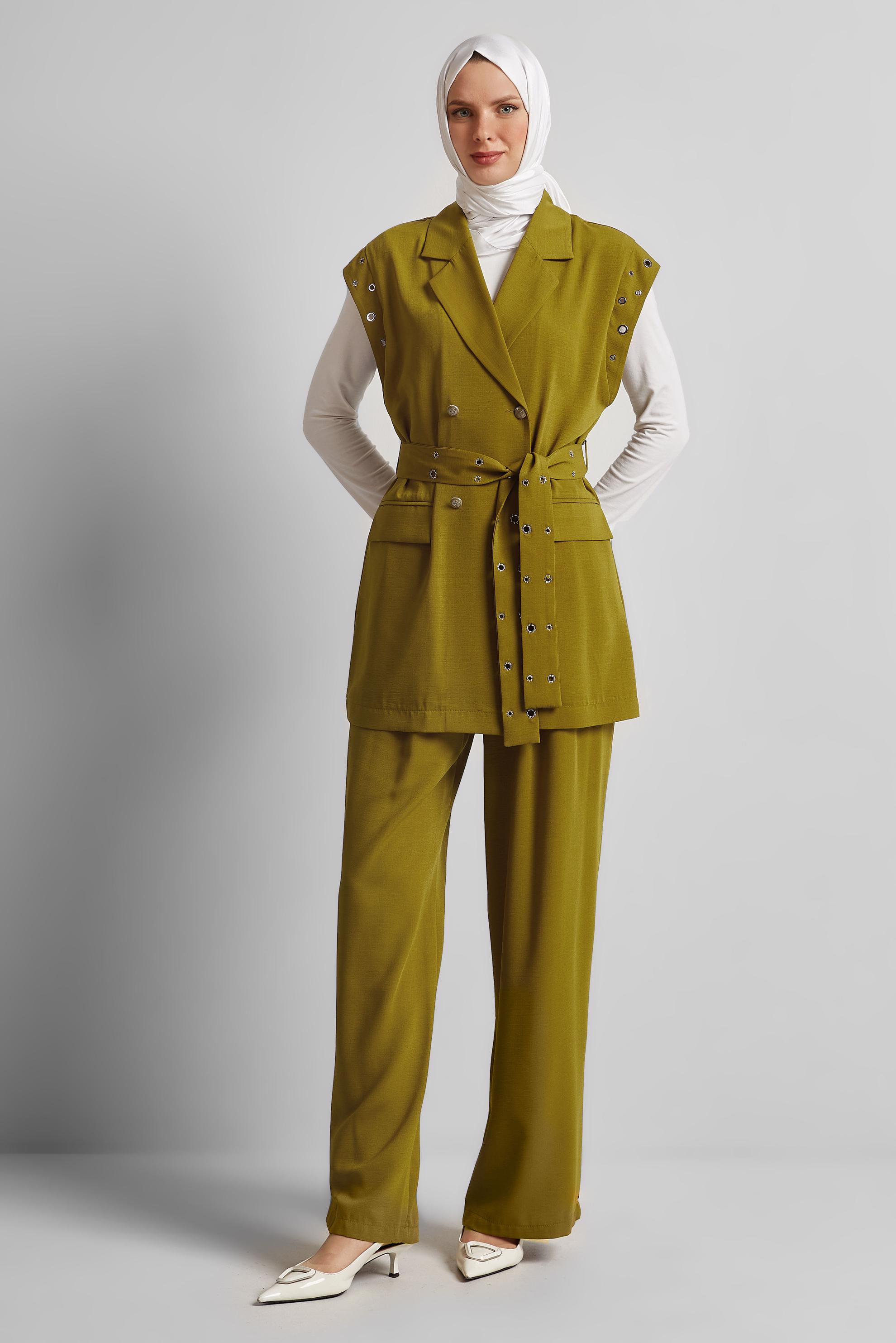 Vêtements hijab VERT COSTUME PANTALON CEINTURE 45382