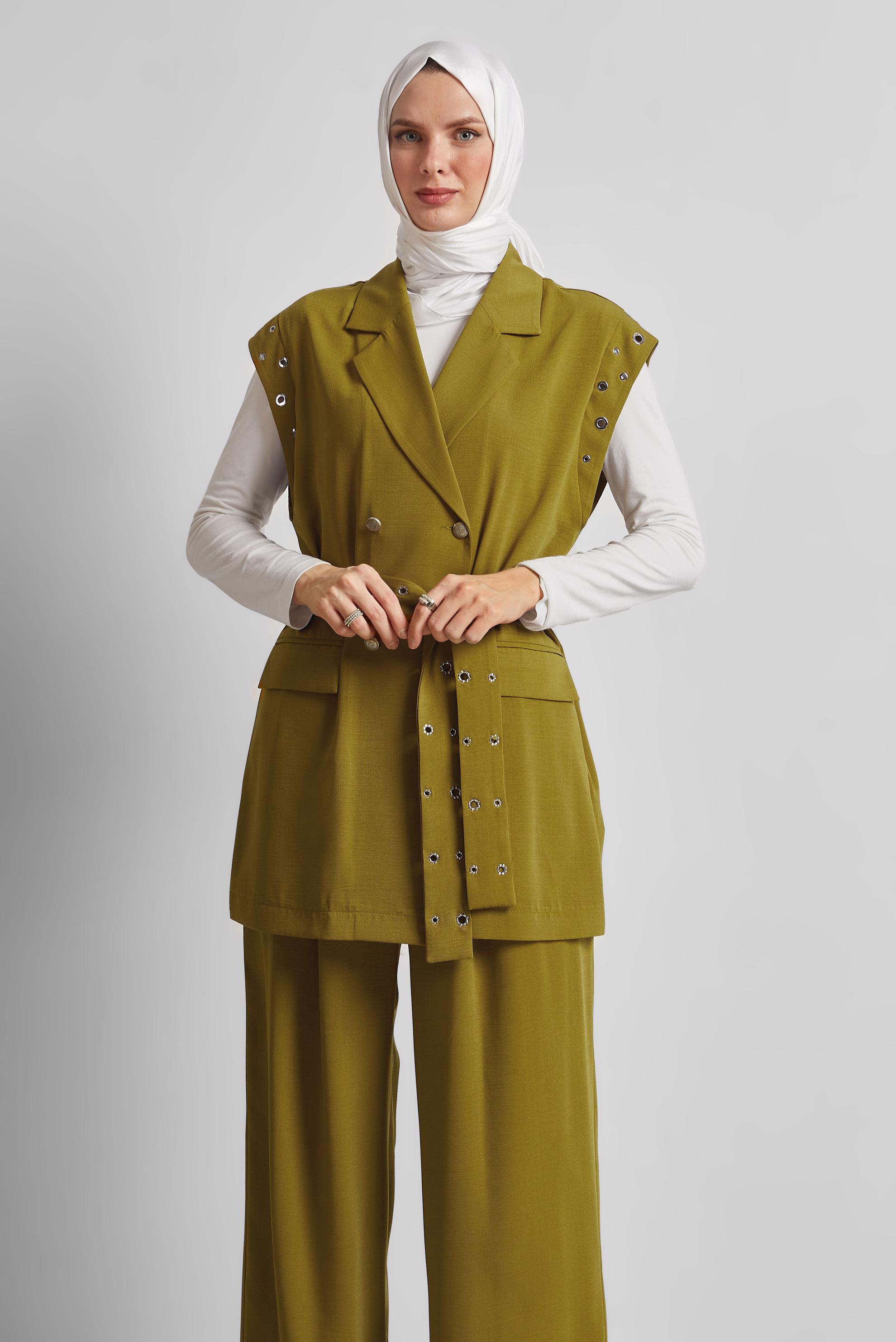 Vêtements hijab VERT COSTUME PANTALON CEINTURE 45382
