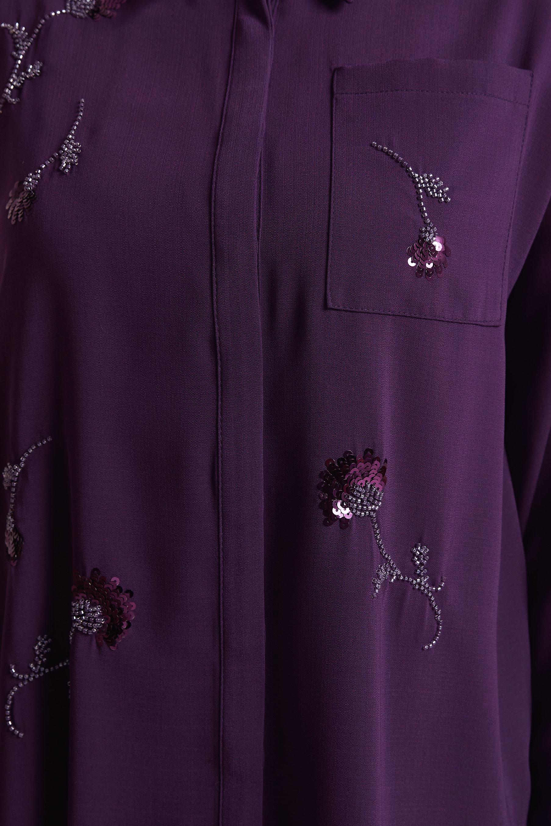 Vêtements hijab POURPRE COSTUME PANTALON COL CHEMISE 45418