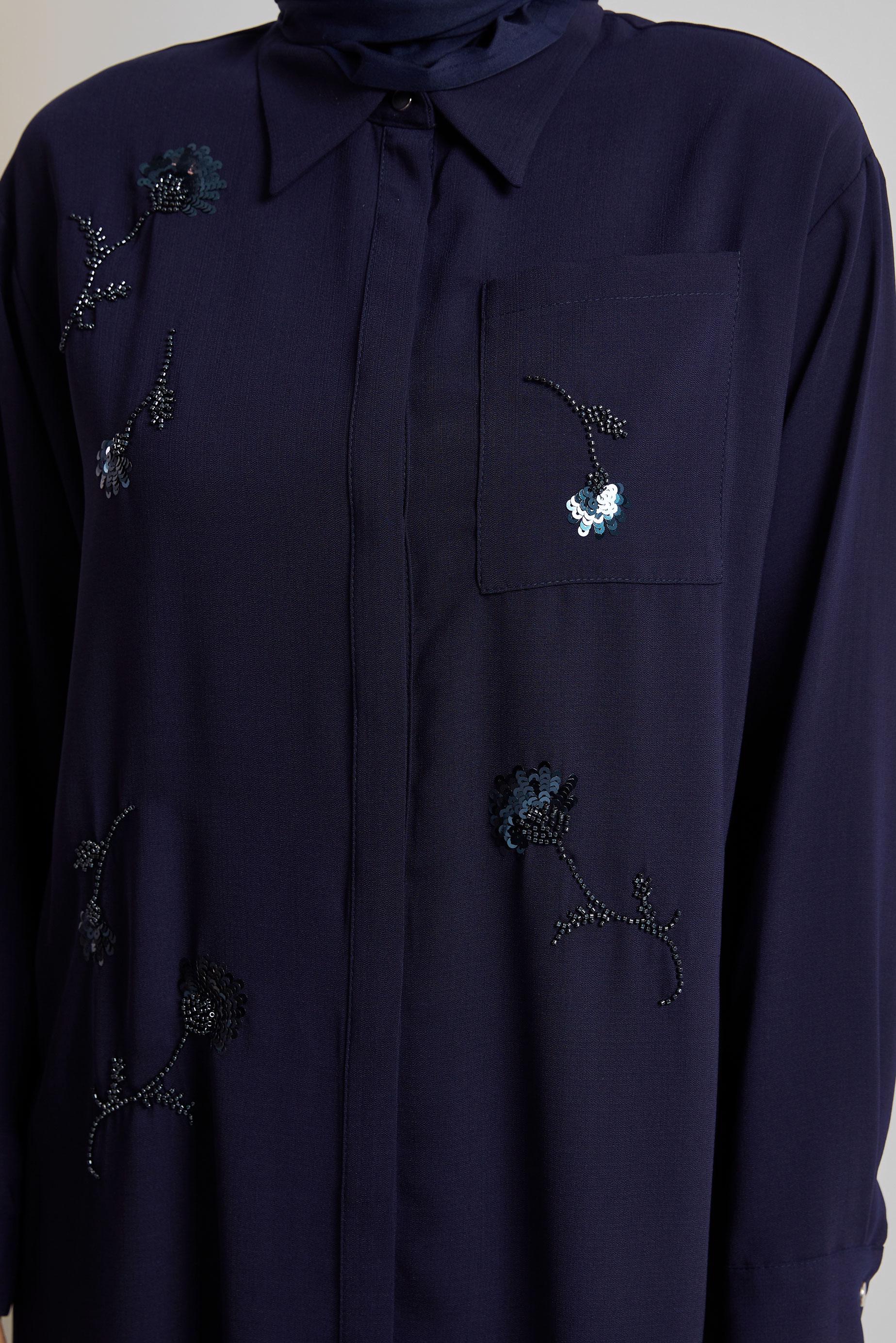 Vêtements hijab BLEU MARINE COSTUME PANTALON COL CHEMISE 45418