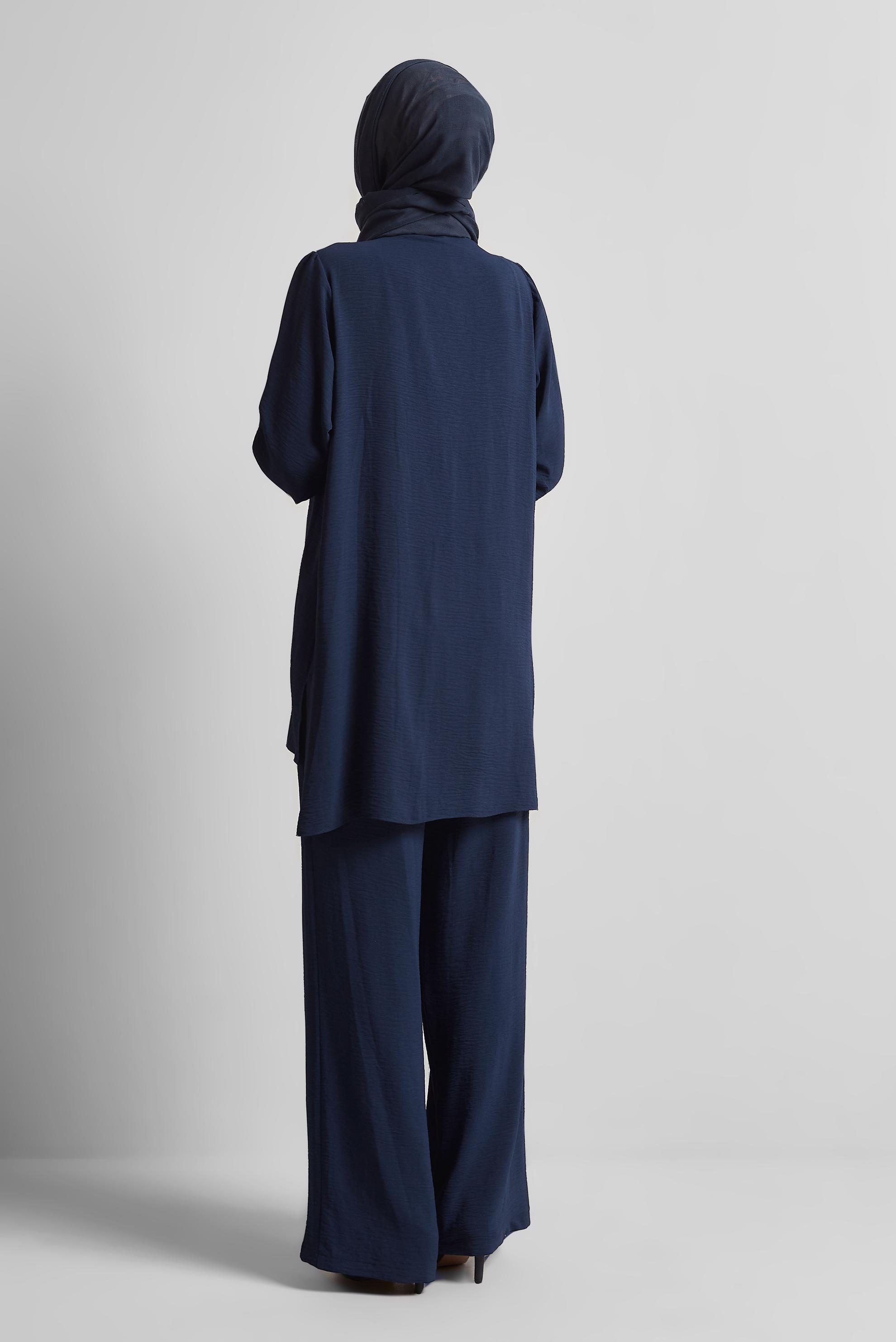 Tesettür giyim LACİVERT TAŞ BASKILI PANTOLONLU TAKIM 45485