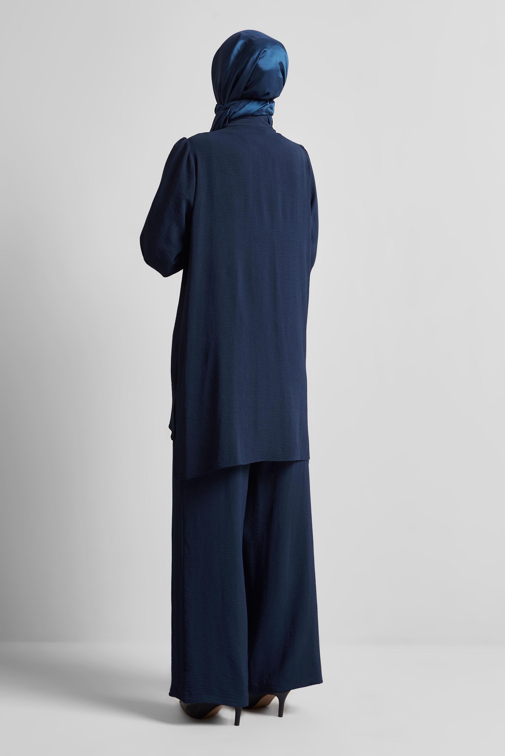 Tesettür giyim LACİVERT TAŞ BASKILI PANTOLONLU TAKIM 45485