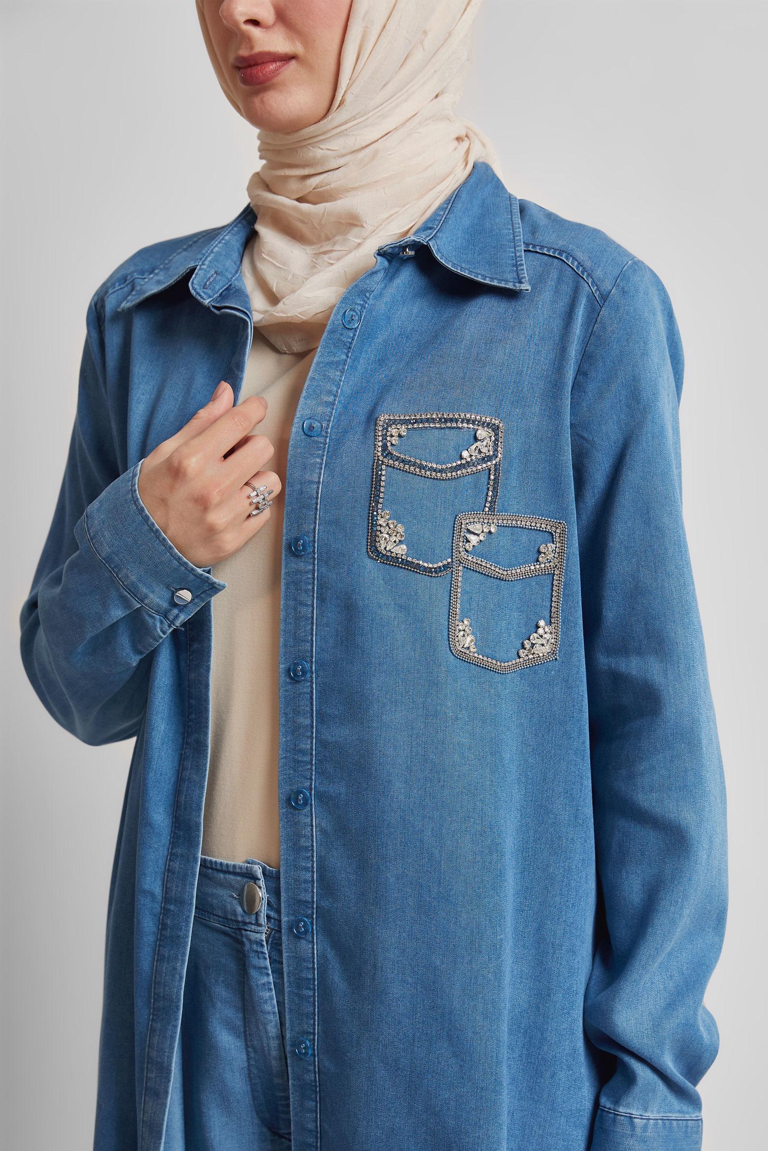 Vêtements hijab BLEU COSTUME PANTALON EN DENIM 45499