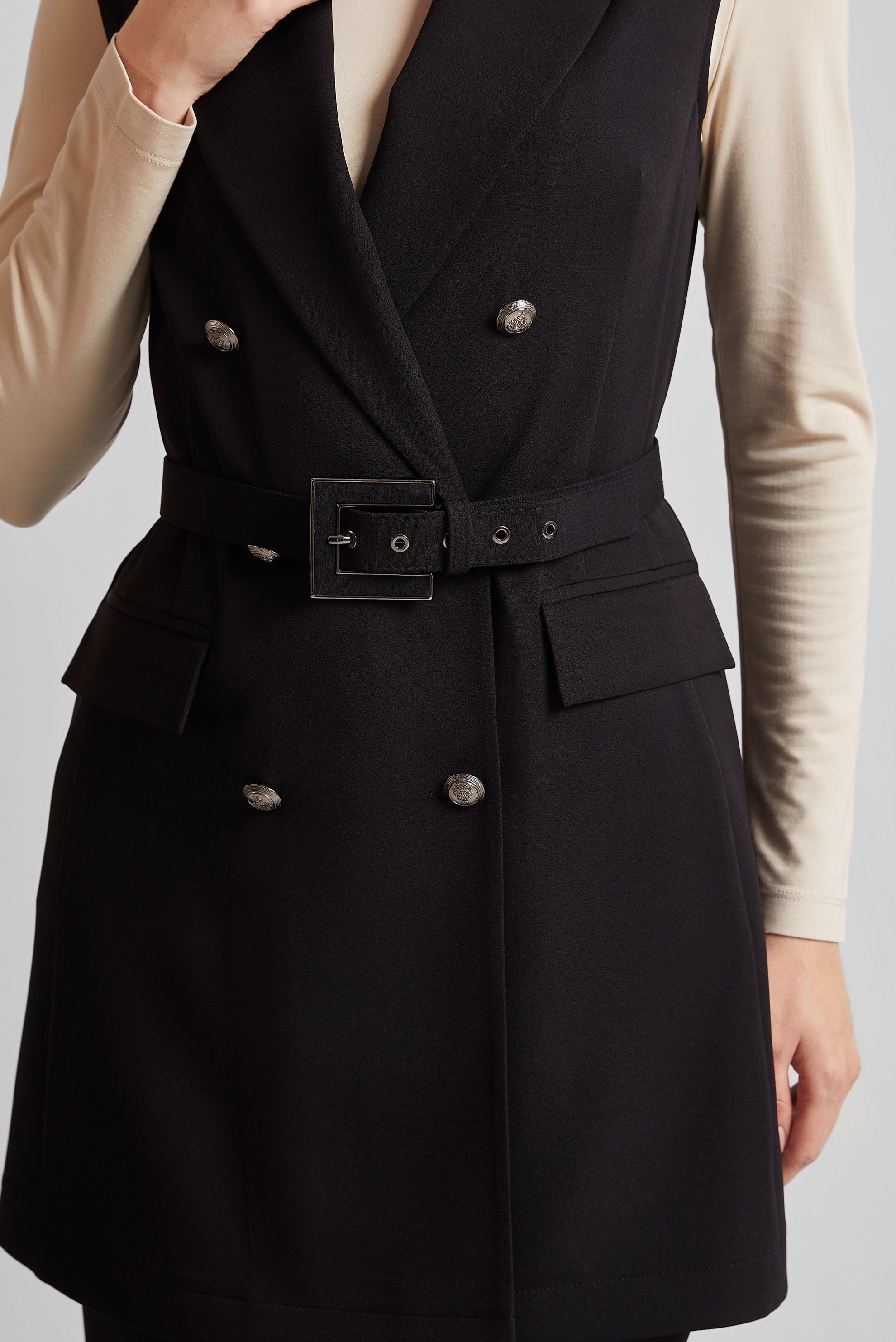 Tesettür giyim SİYAH KEMERLİ YELEKLİ PANTOLONLU TAKIM 45519