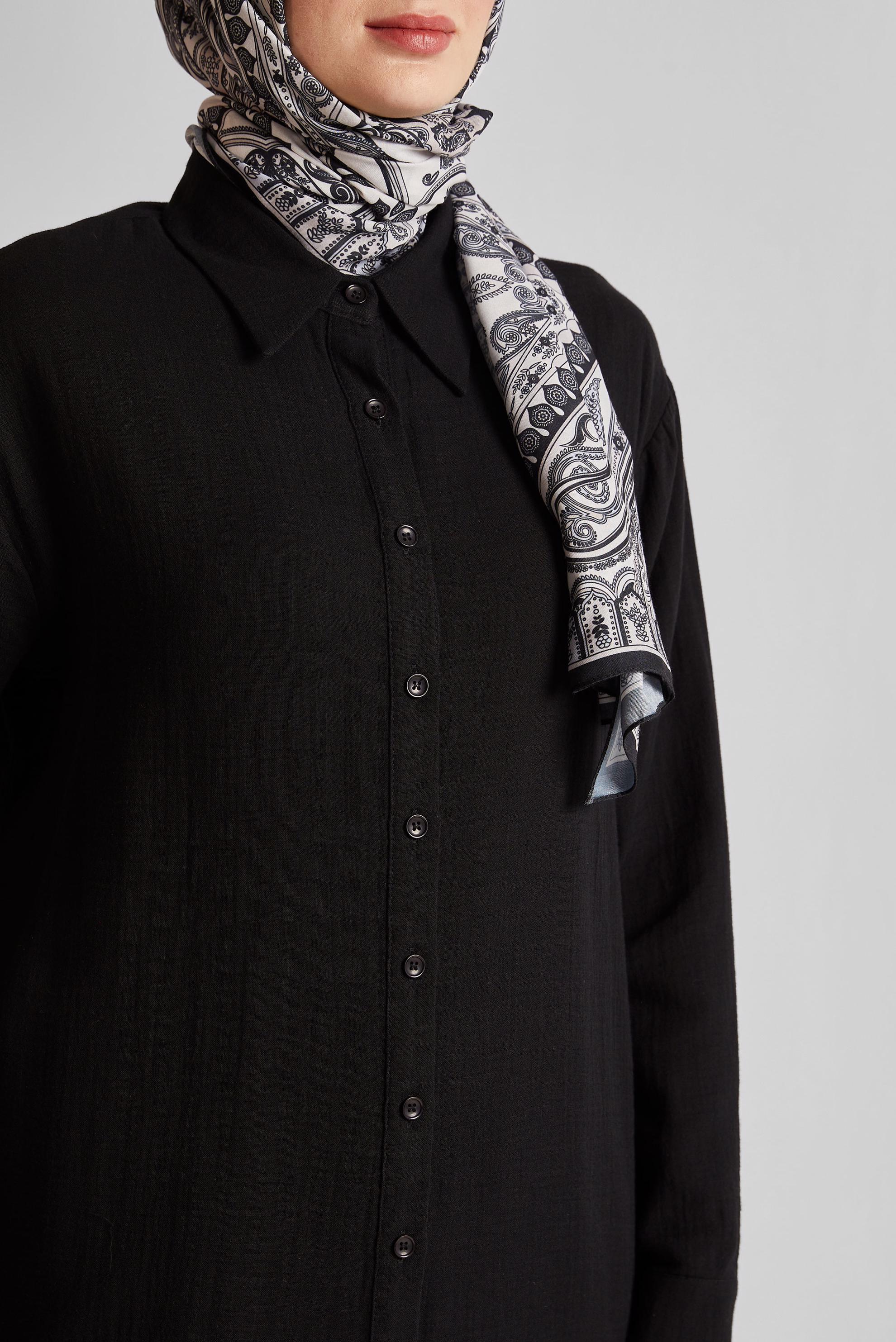 Tesettür giyim SİYAH PAMUKLU MÜSLİN PANTOLONLU TAKIM 45555