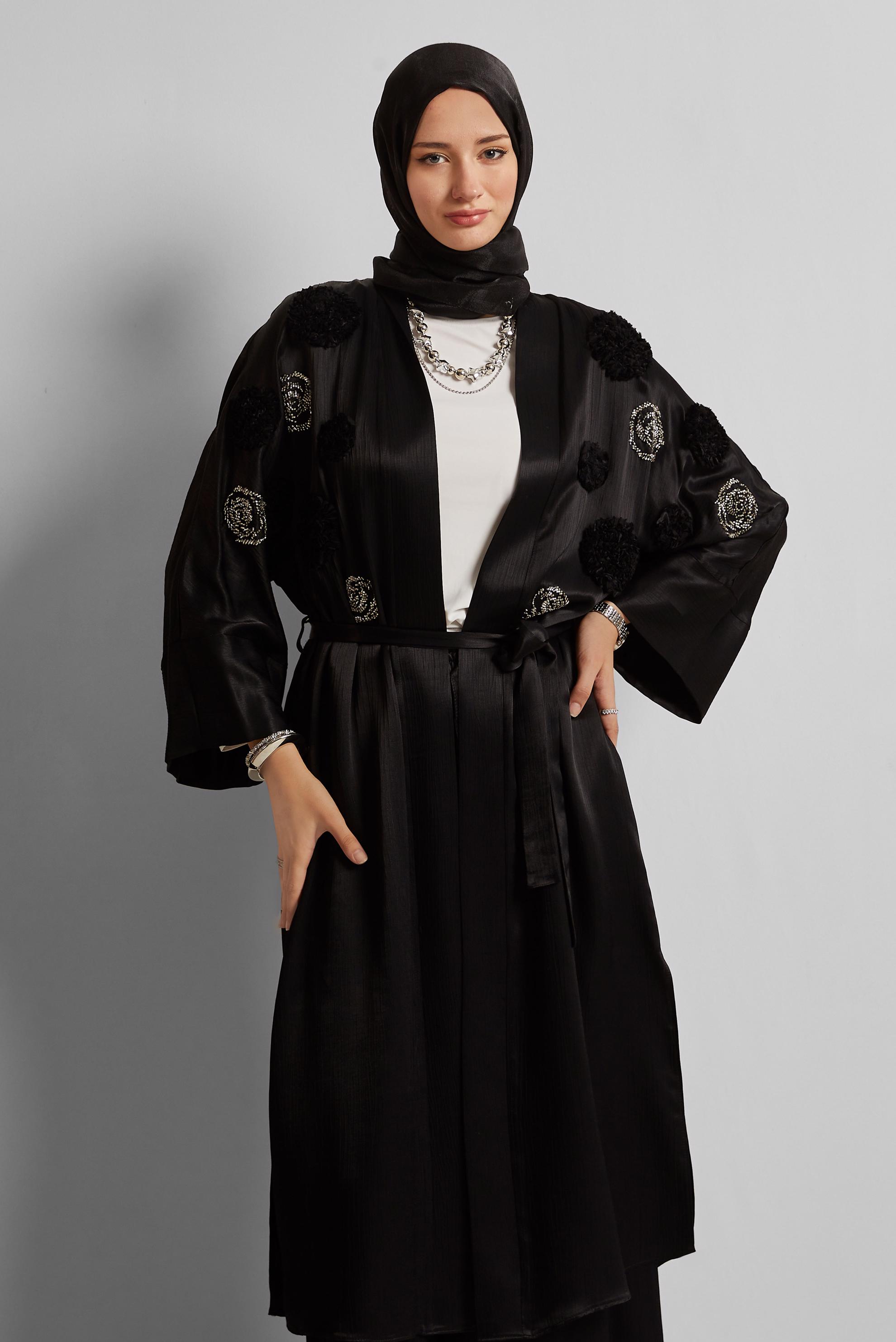 Vêtements hijab NOIR COSTUME PANTALON CEINTURÉ 45579