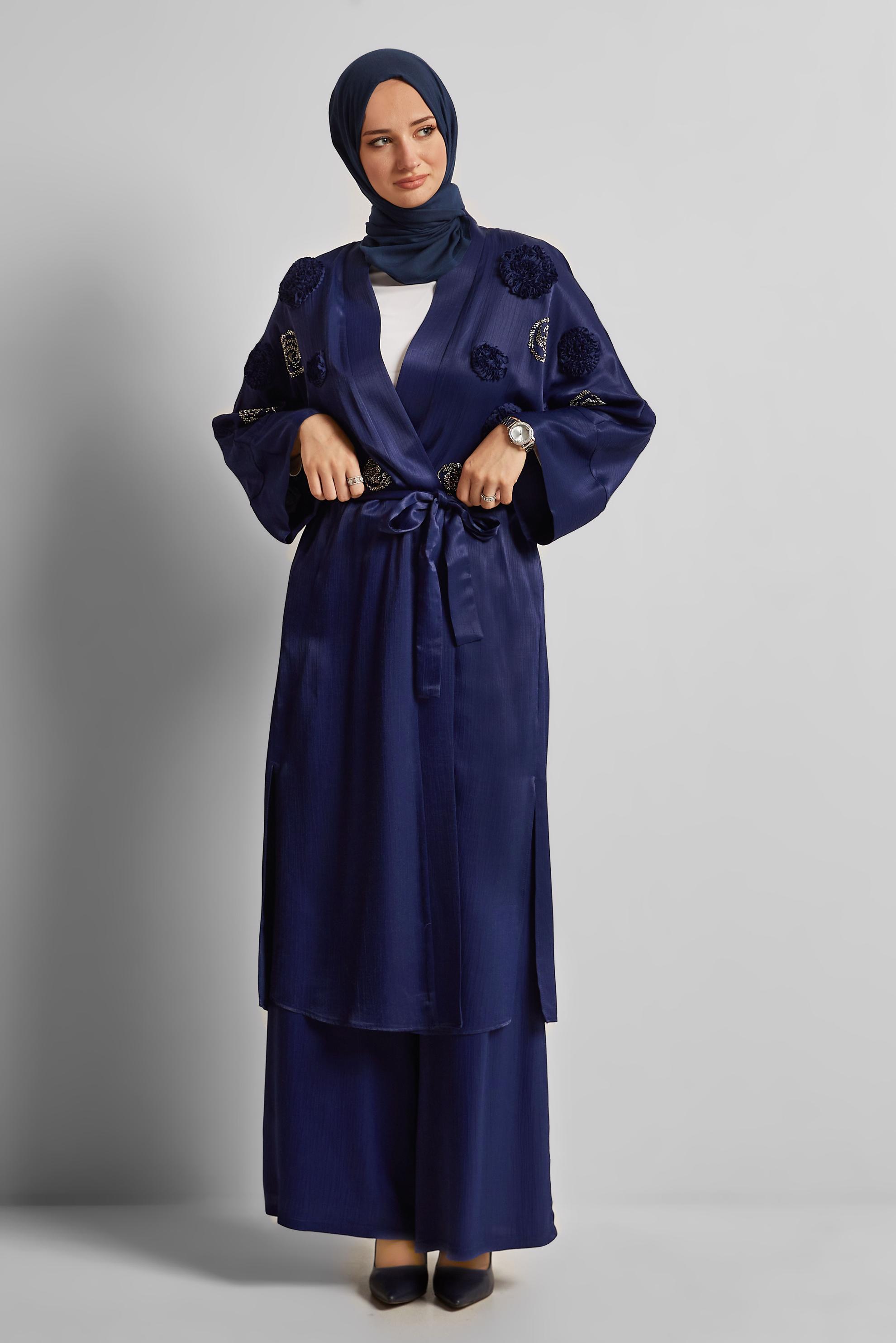 Vêtements hijab BLEU MARINE COSTUME PANTALON CEINTURÉ 45579