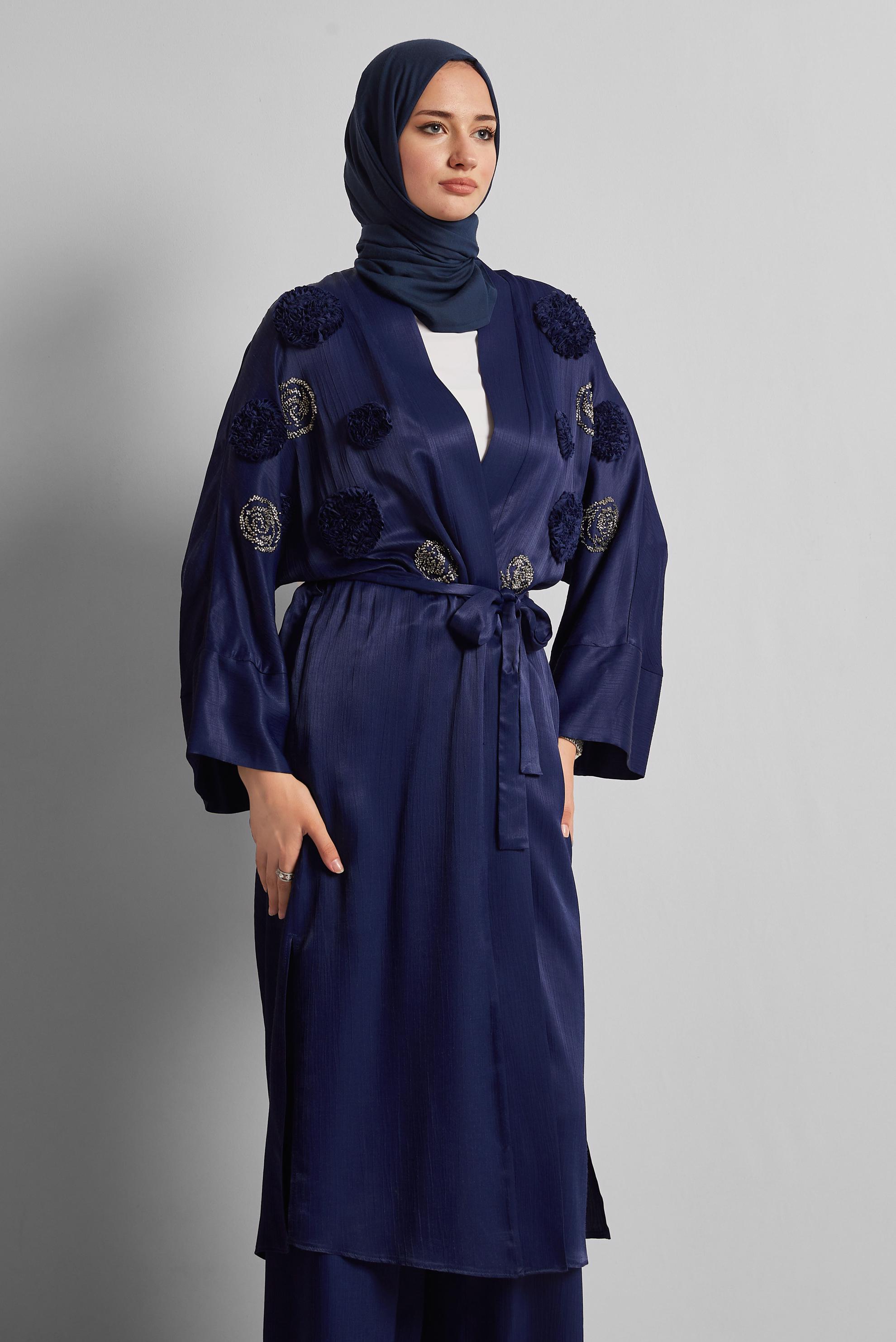 Vêtements hijab BLEU MARINE COSTUME PANTALON CEINTURÉ 45579