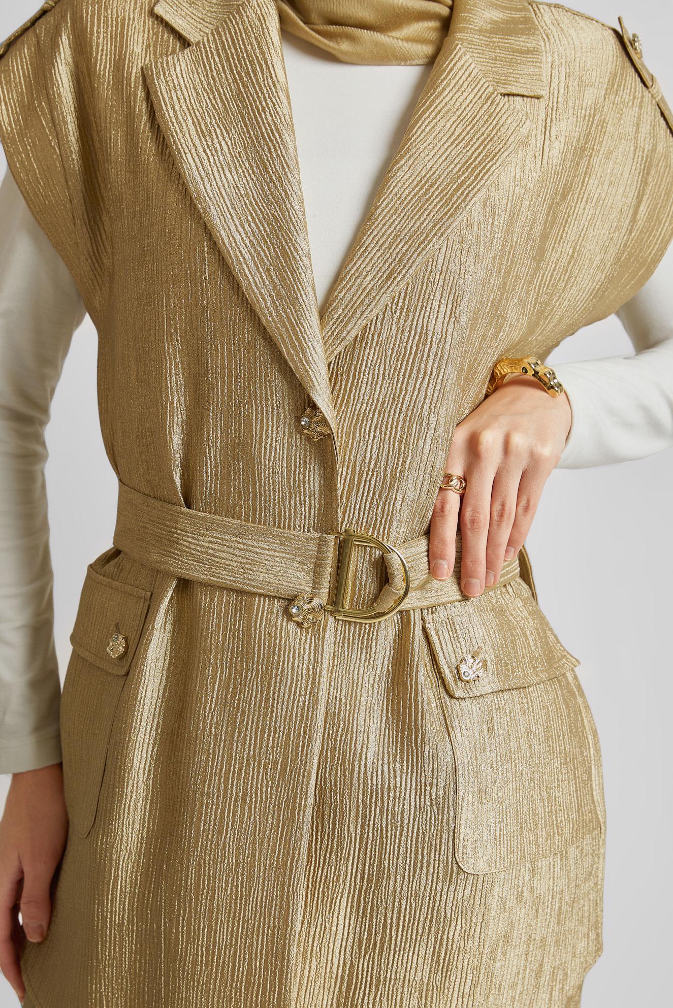 Tesettür giyim ALTIN KEMERLİ PANTOLONLU TAKIM 45581