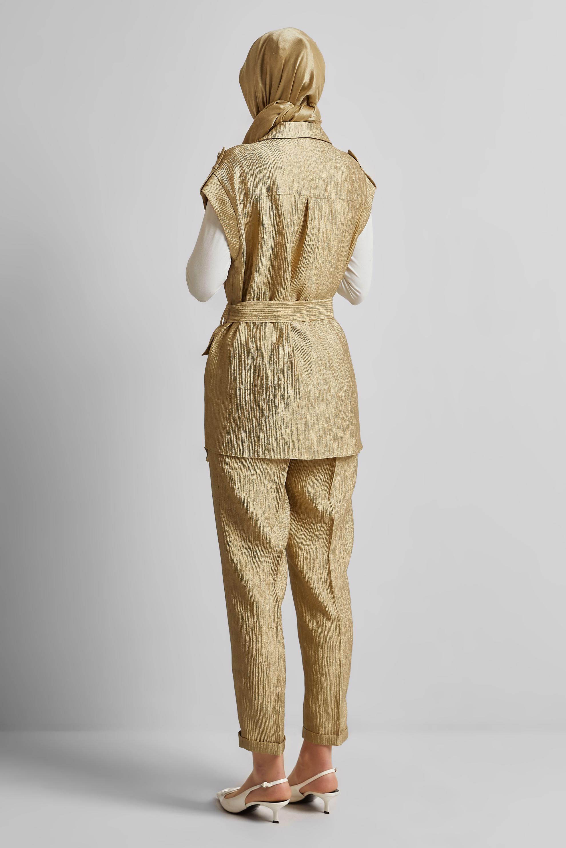 Tesettür giyim ALTIN KEMERLİ PANTOLONLU TAKIM 45581