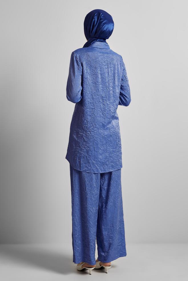 Tesettür giyim LACİVERT KRAŞLI PANTOLONLU TAKIM 45583 - ALVİNA