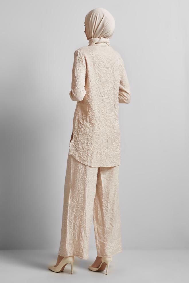 Hijab clothing BEIGE PANTS SUIT 45583 - ALVİNA