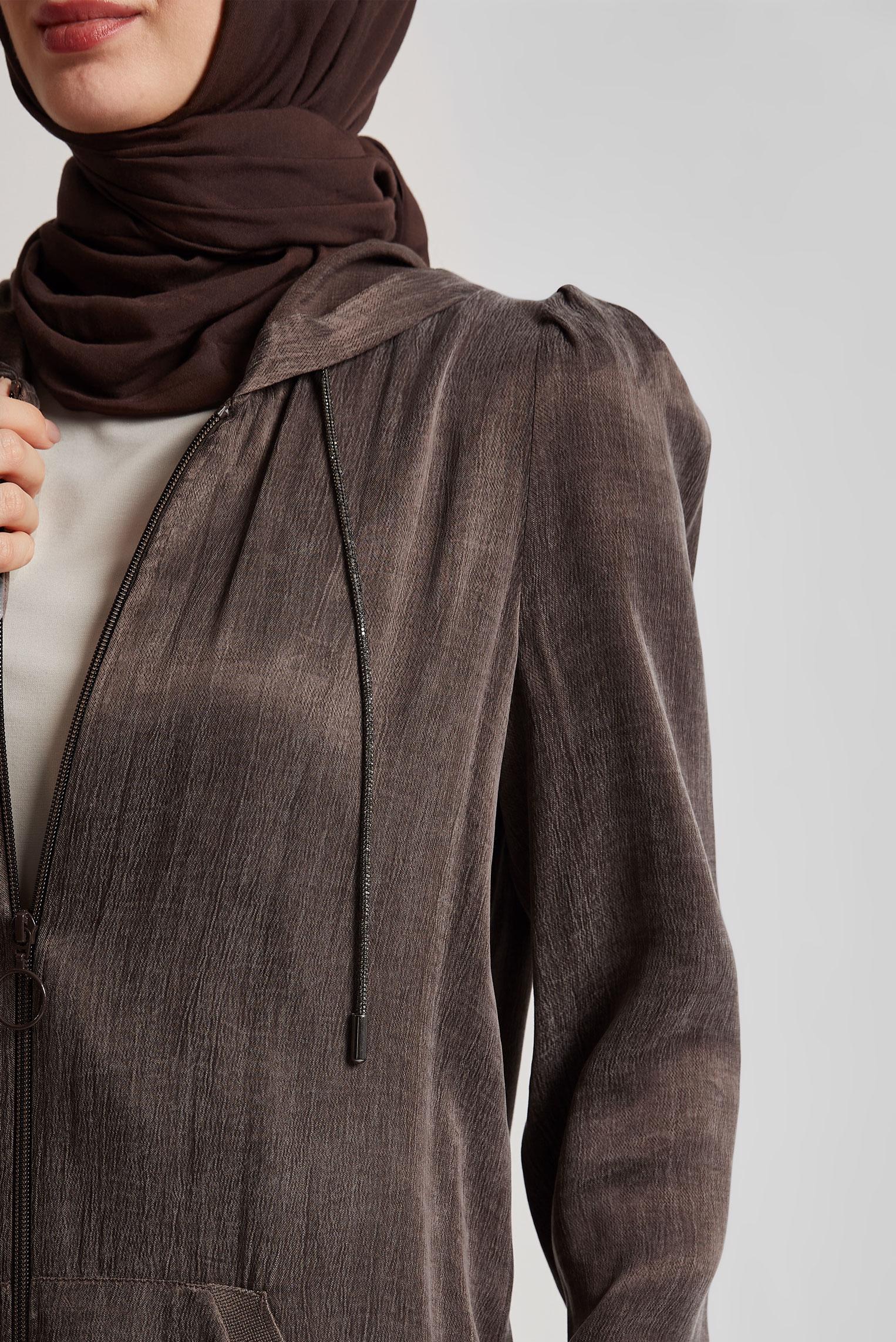 Hijab clothing BROWN HOODED PANTS SUIT 45585