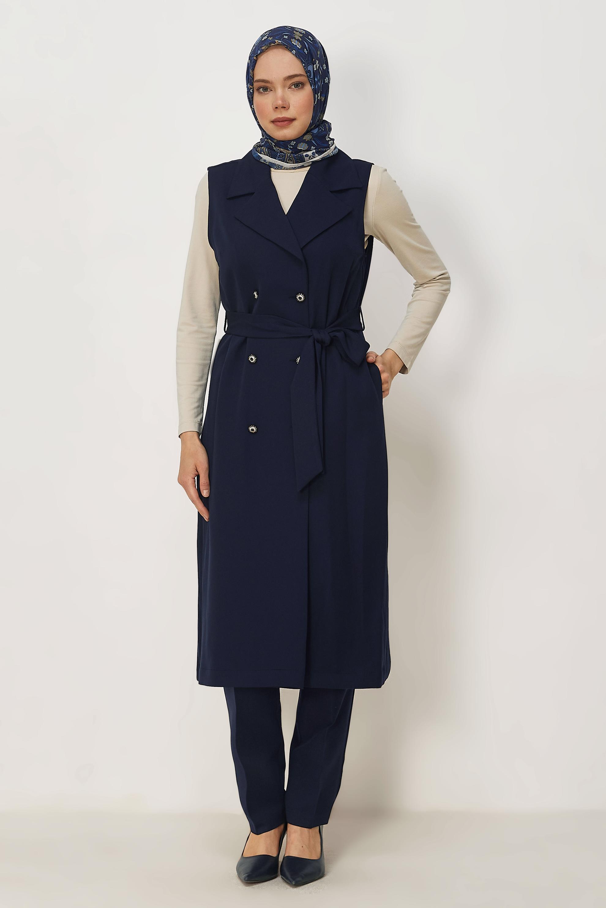 Vêtements hijab BLEU MARINE ENSEMBLE PANTALON CEINTURÉ 45605
