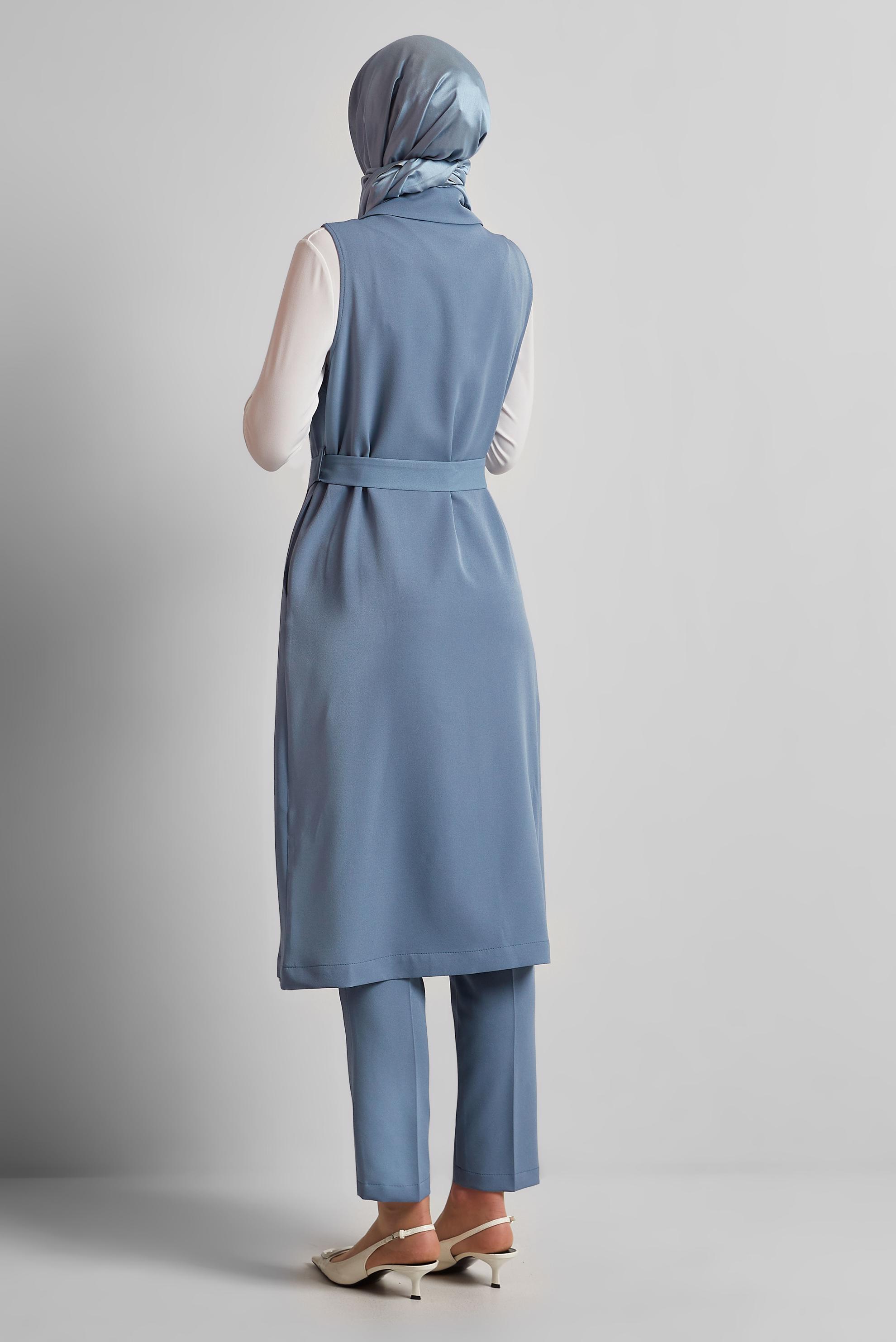 Vêtements hijab BLEU COSTUME PANTALON CEINTURÉ 45605