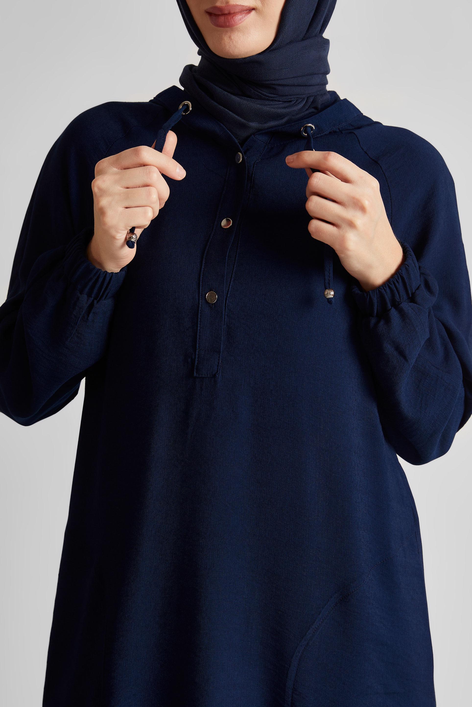 Tesettür giyim LACİVERT KAPÜŞONLU PANTOLONLU TAKIM 45608