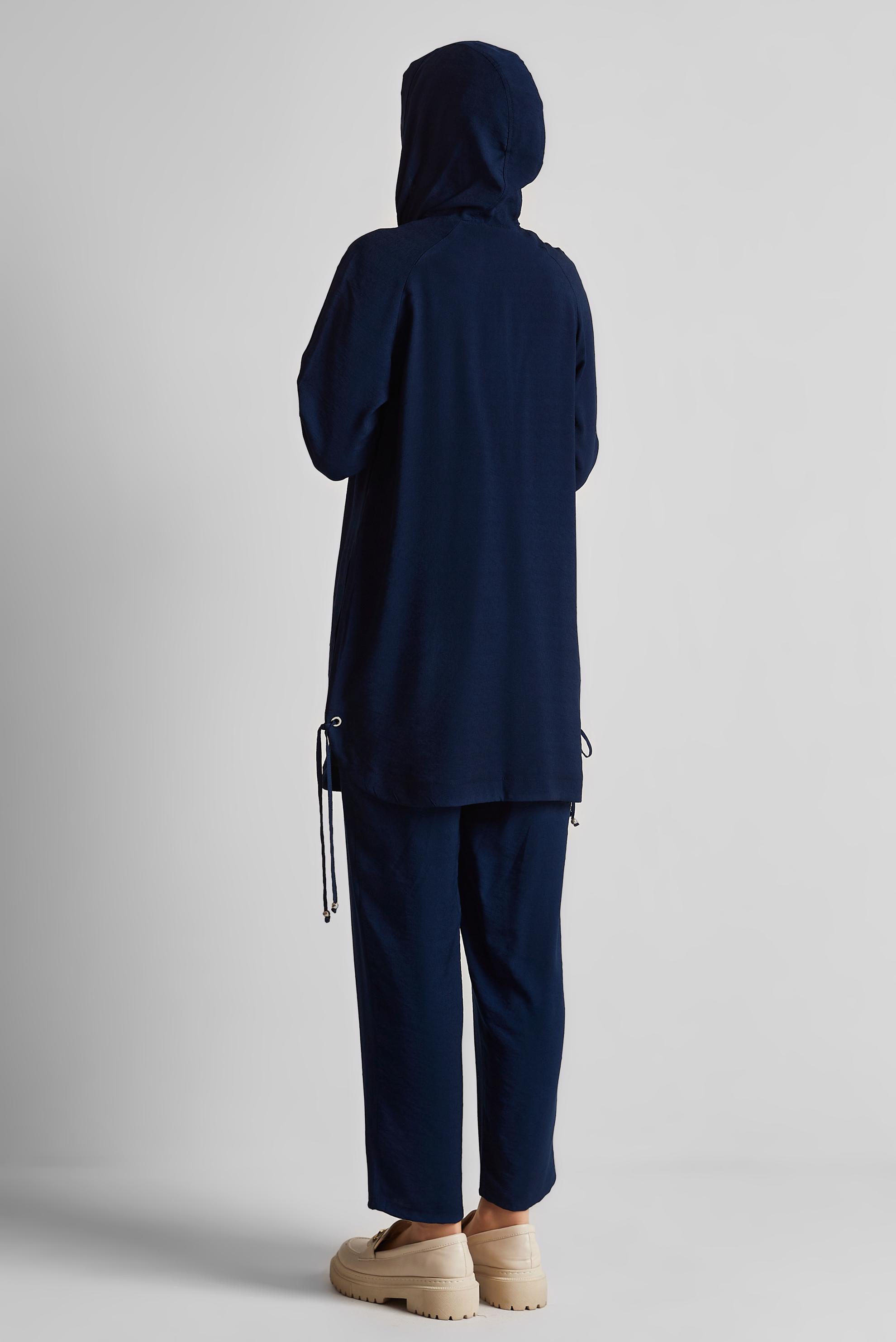 Tesettür giyim LACİVERT KAPÜŞONLU PANTOLONLU TAKIM 45608