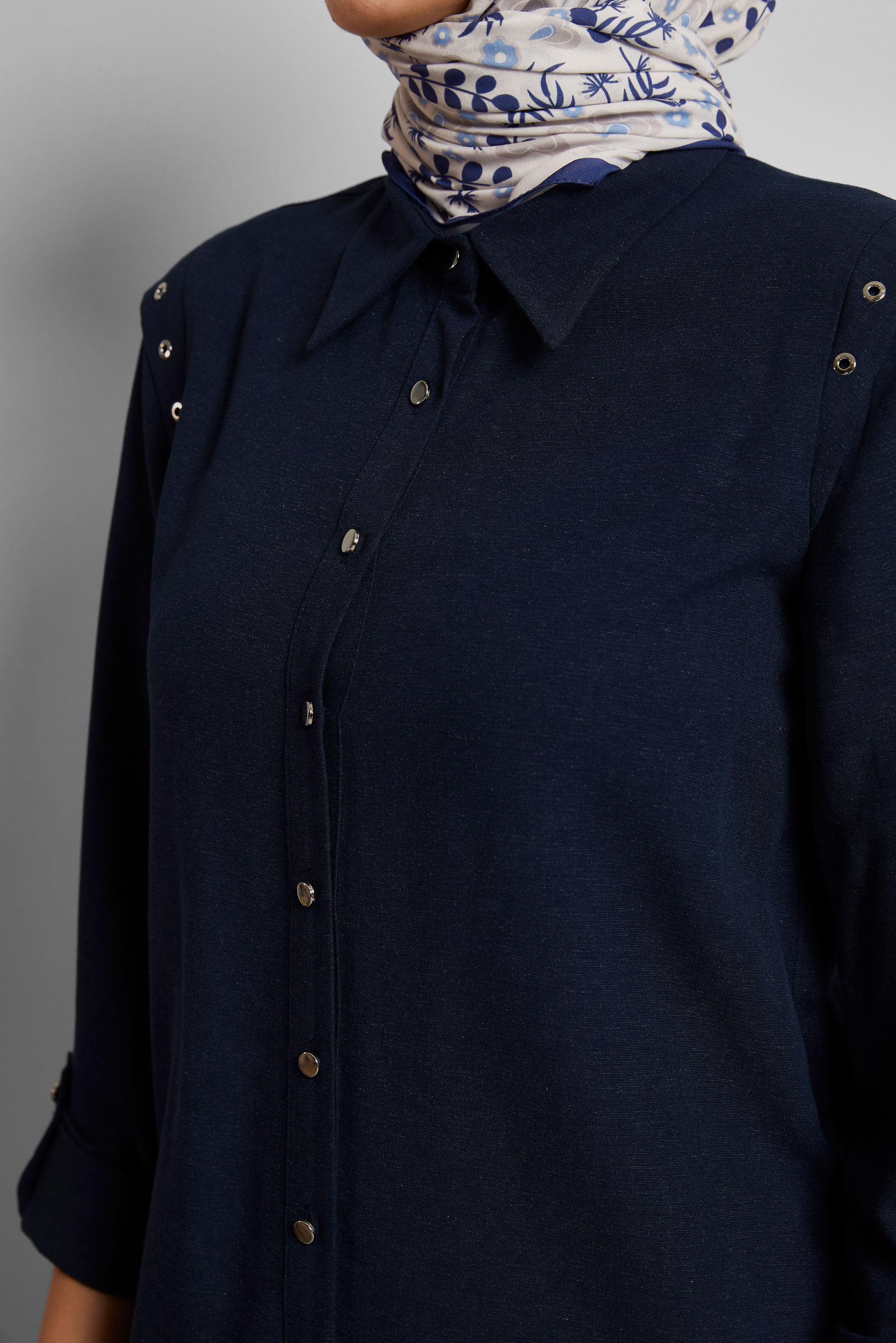 Vêtements hijab BLEU MARINE COSTUME PANTALON EN LIN VISCOSE 45612