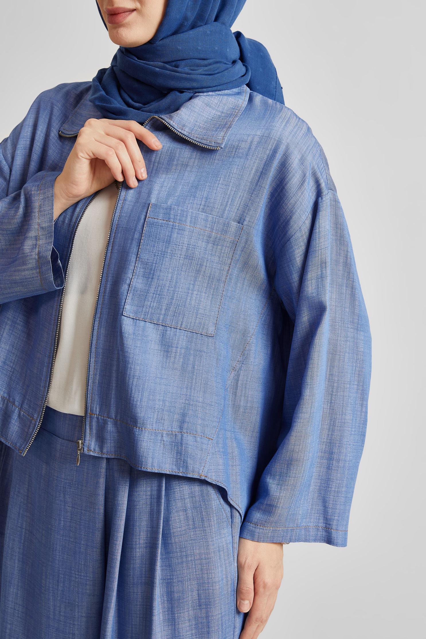 Tesettür giyim MAVİ PANTOLONLU KOT TAKIM 45614