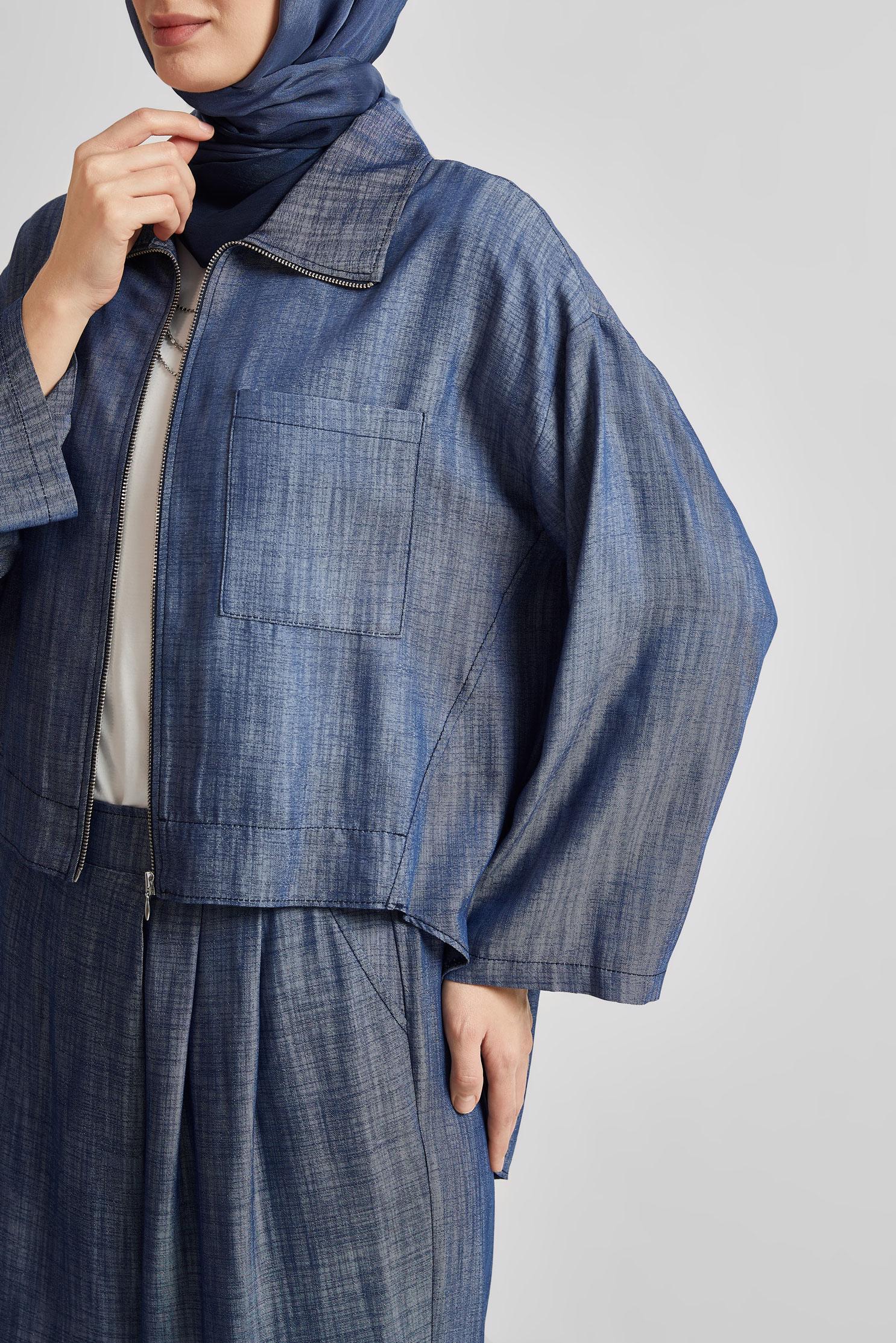 Tesettür giyim LACİVERT PANTOLONLU KOT TAKIM 45614