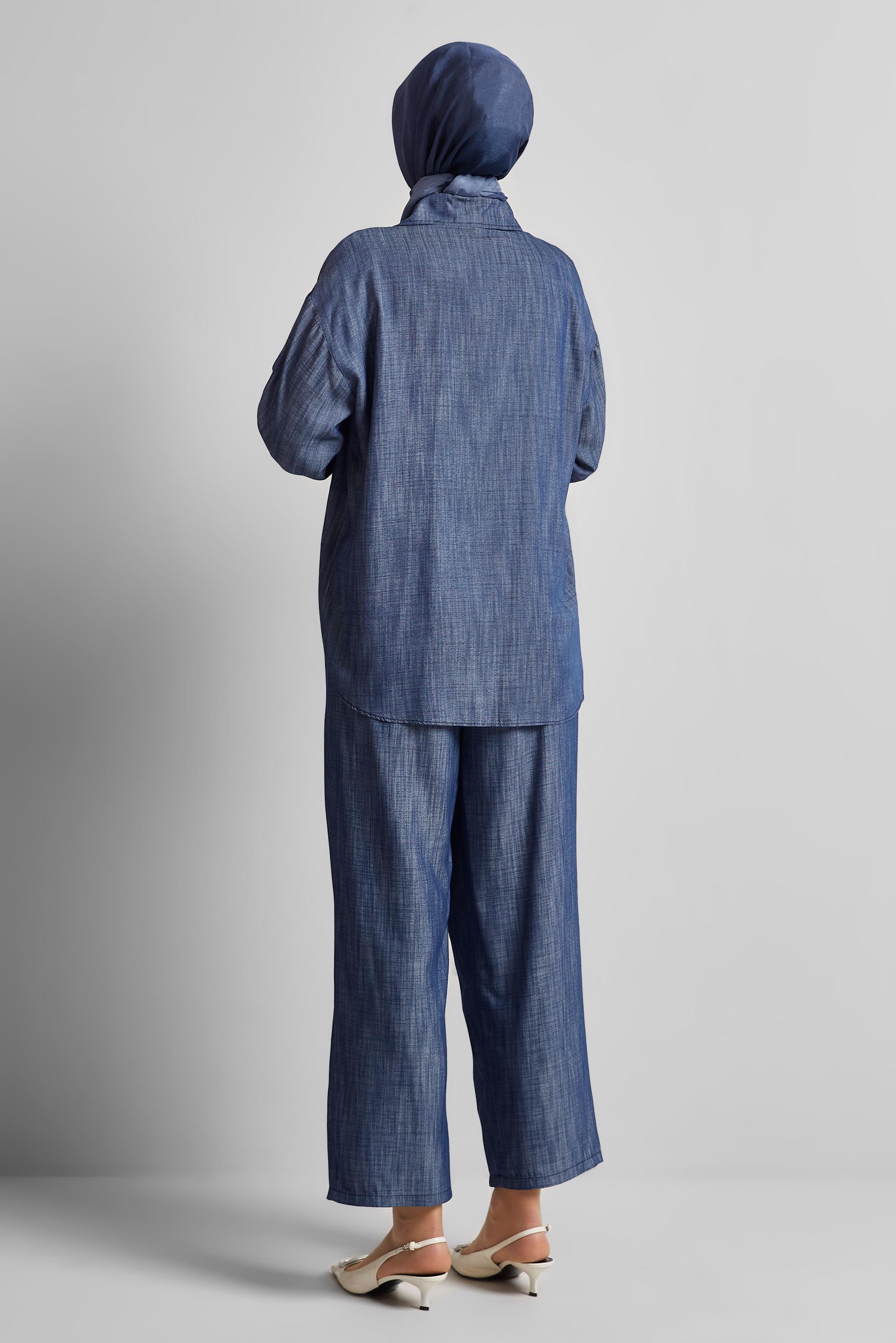 Tesettür giyim LACİVERT PANTOLONLU KOT TAKIM 45614