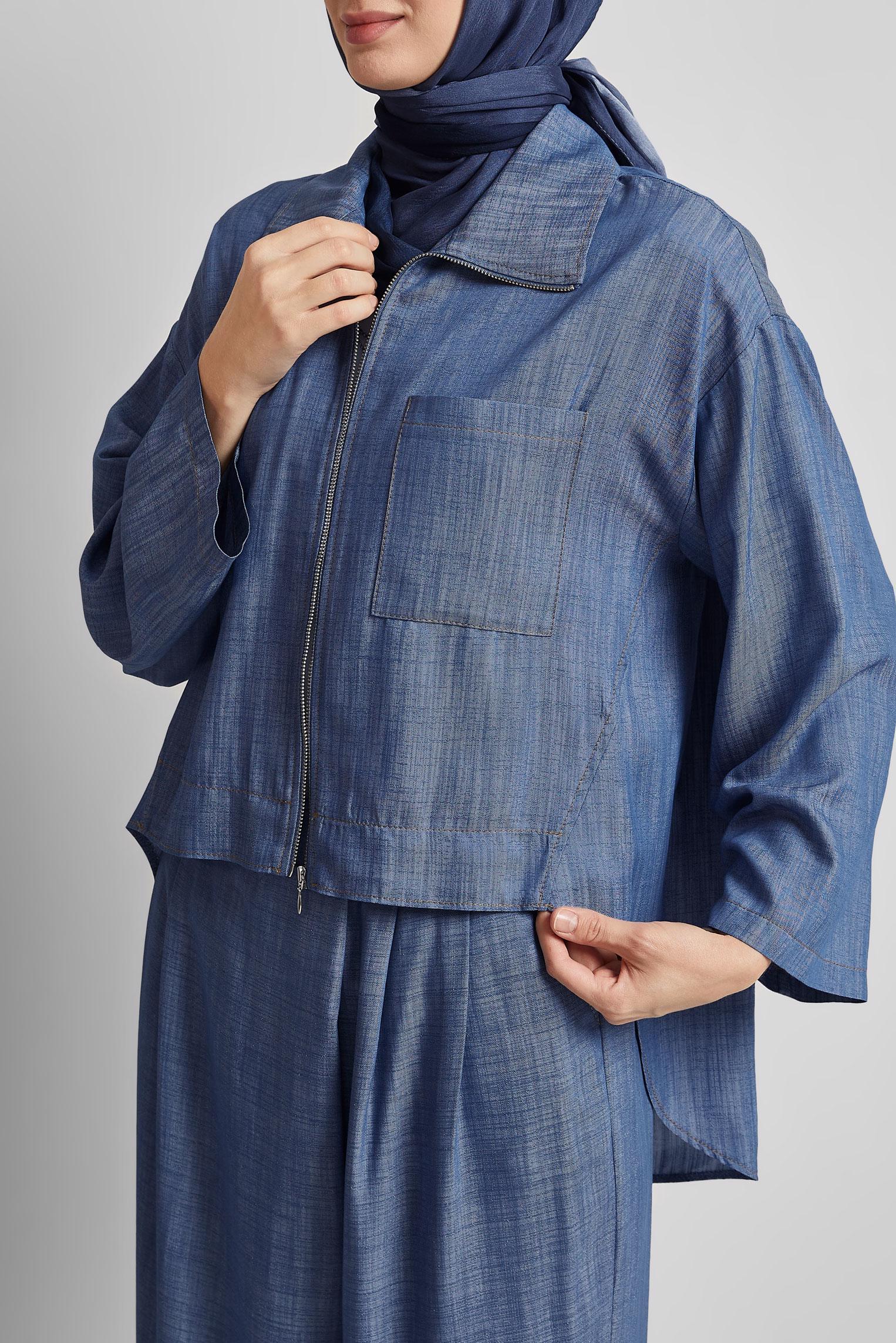 Tesettür giyim LACİVERT PANTOLONLU KOT TAKIM 45614