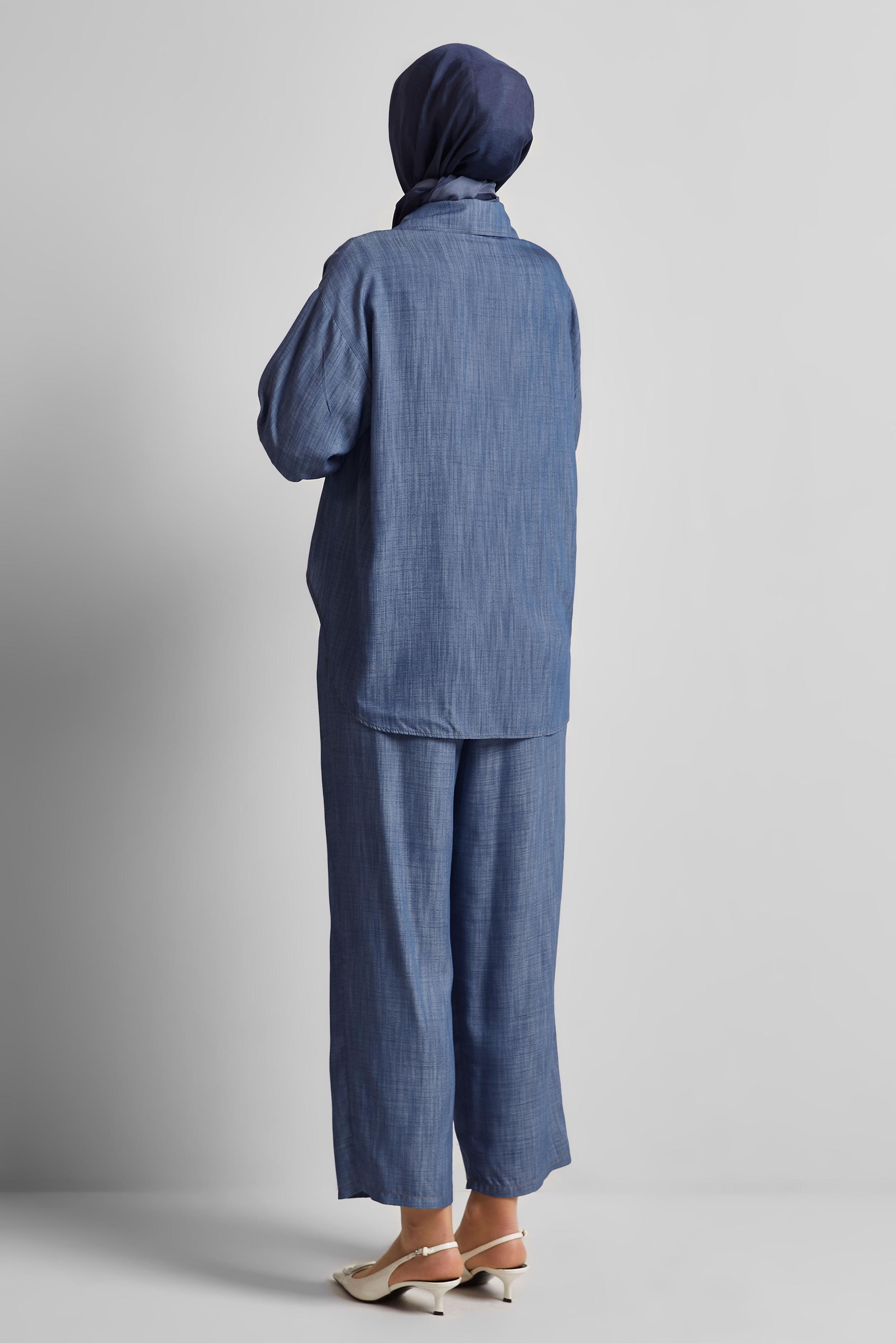 Tesettür giyim LACİVERT PANTOLONLU KOT TAKIM 45614
