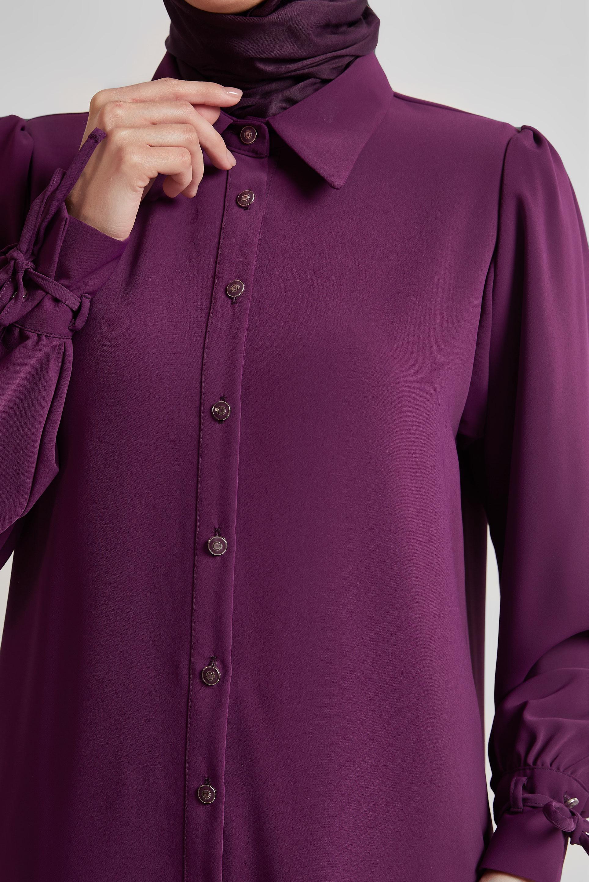 Tesettür giyim MOR GÖMLEK YAKA PANTOLONLU TAKIM 45617